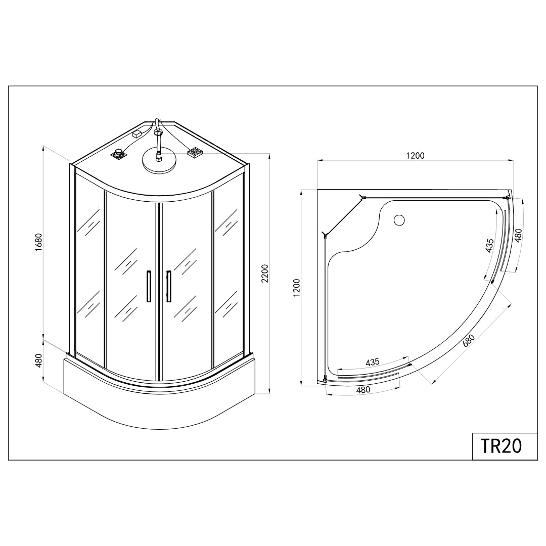 Combinación completa de cabina de ducha SALSA 120x120x227 cm