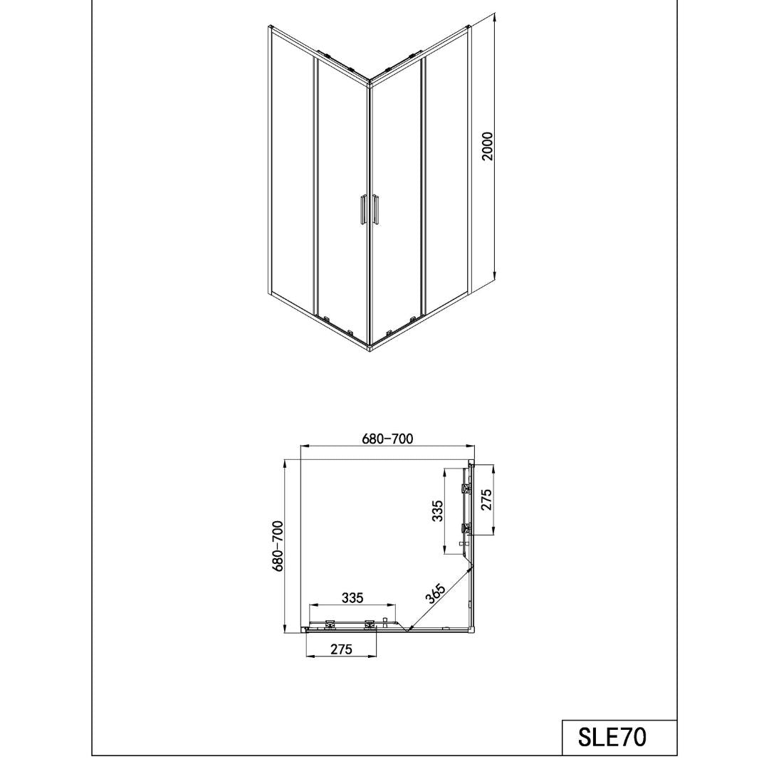 Corner shower sliding door SLIMLINE chrome Easy-Clean in 5 different sizes