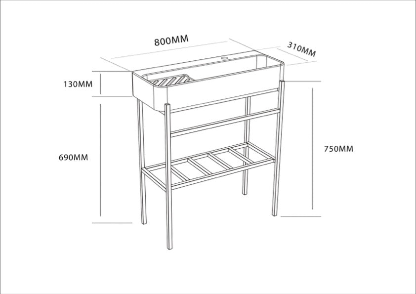 Conjunto de consola de lavabo DELTA 80 con patas