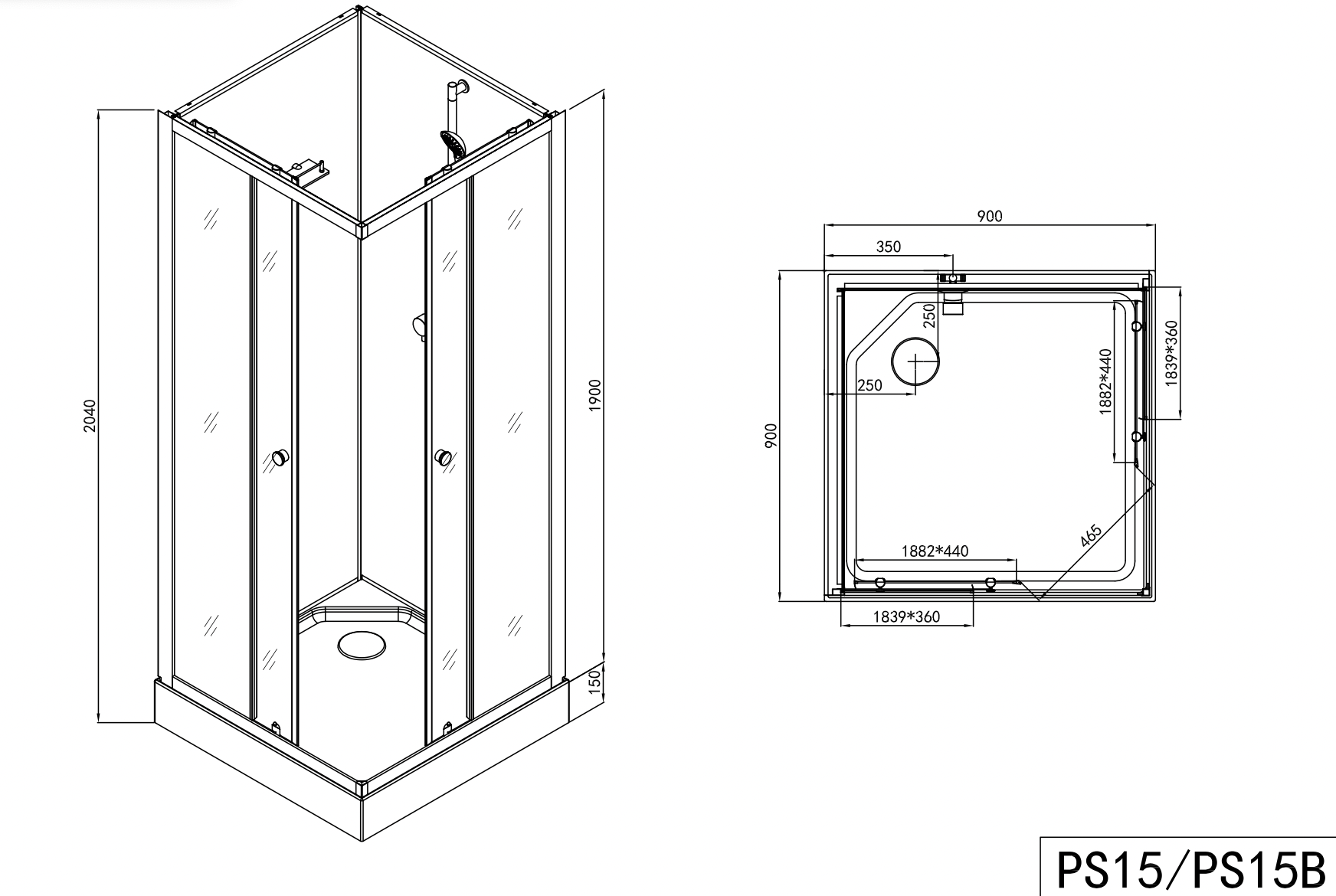Cabina de ducha completa FORTE 80x80|90x90x203 cm