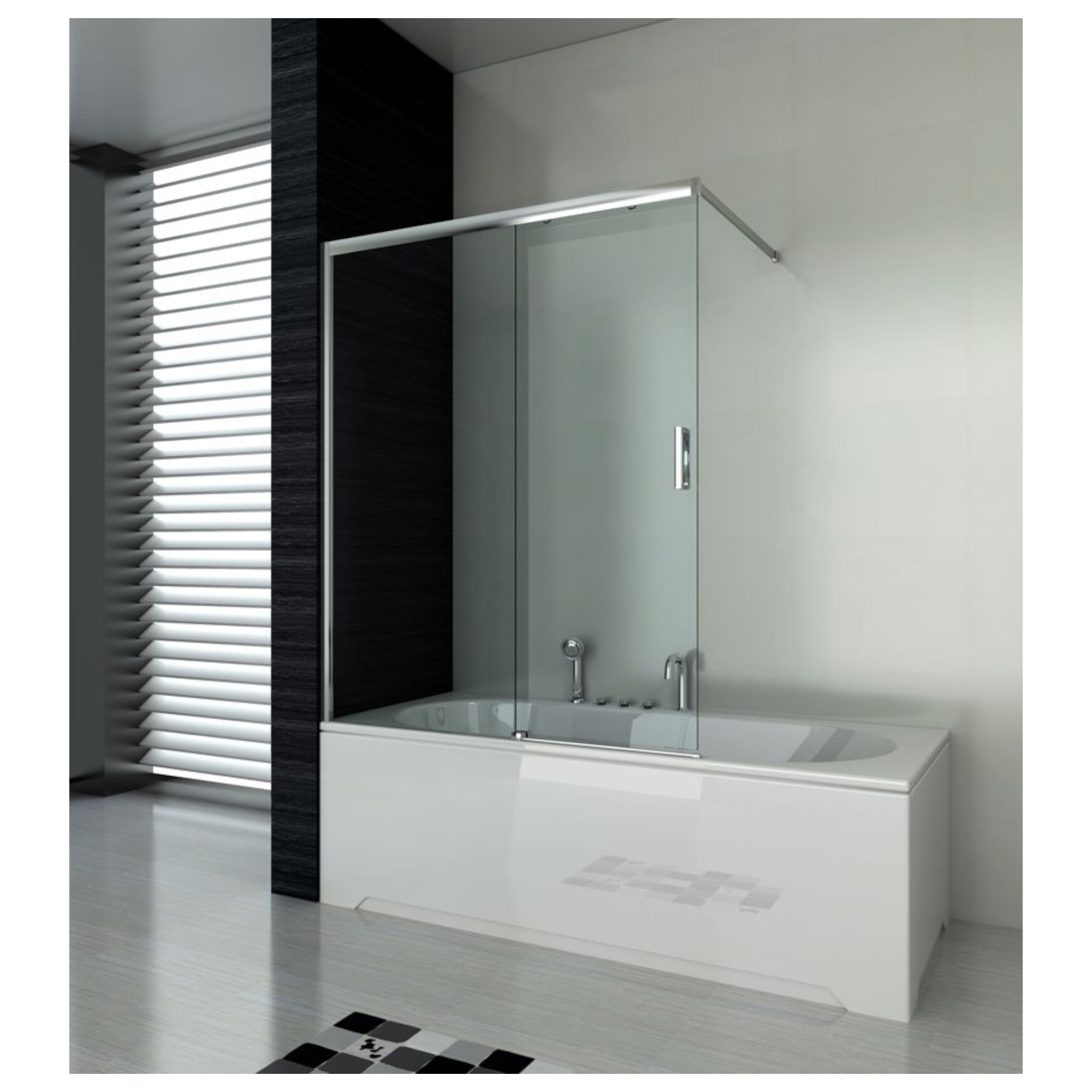 Bath screen with sliding door chrome 118-120x140 cm