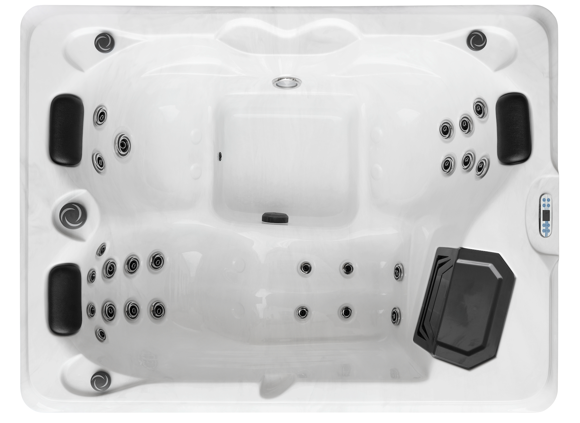 Outdoorwhirlpool Diablo WHITE MARBLE inkl. Abdeckung und Treppe  - 210 x 160 x 80cm frostsicher