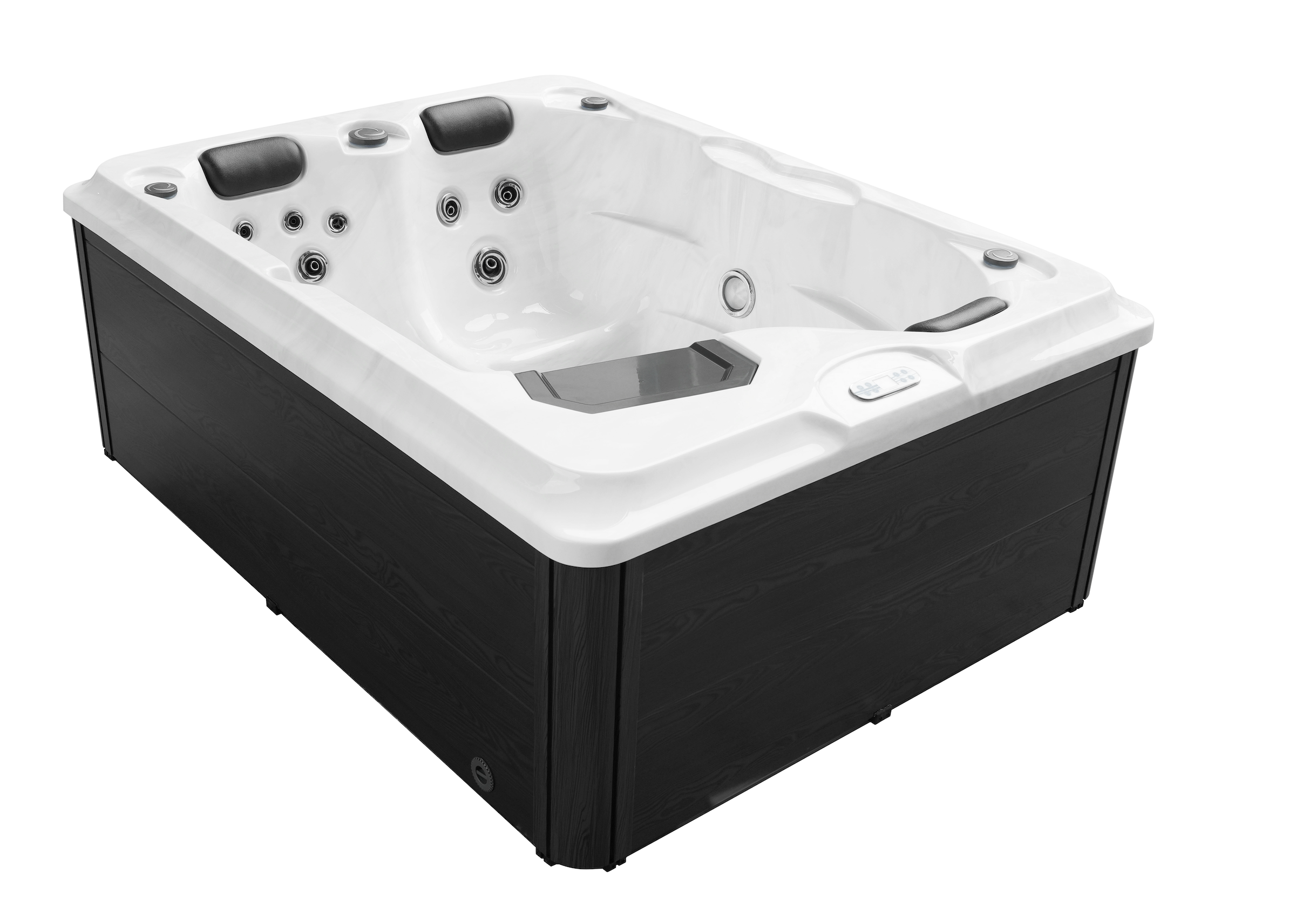Outdoorwhirlpool Diablo WHITE MARBLE inkl. Abdeckung und Treppe  - 210 x 160 x 80cm frostsicher