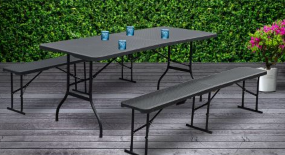 Folding table rattan look 180x74x74 cm
