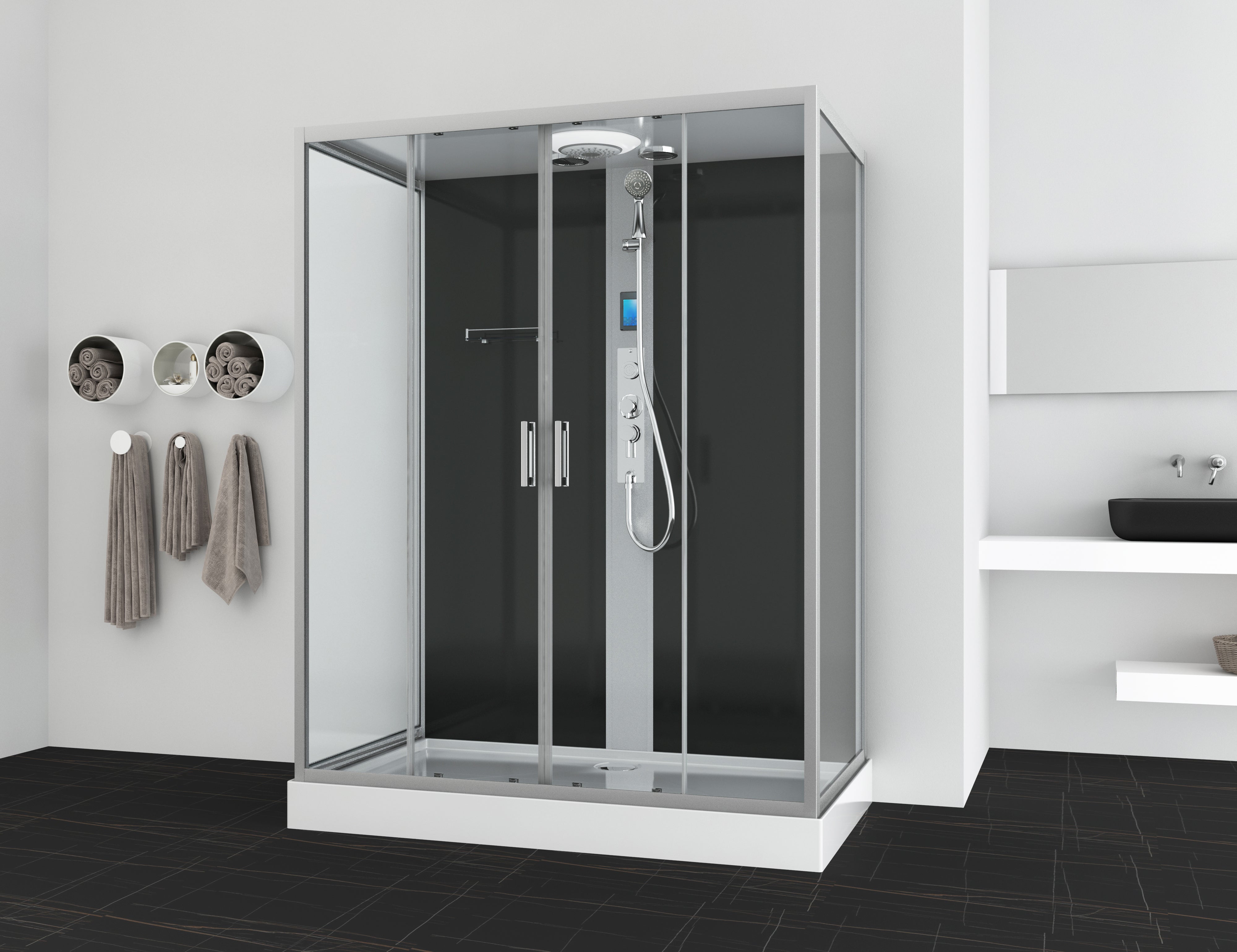 Complete shower enclosure New York - with quick assembly 90 x 160 x 215 cm