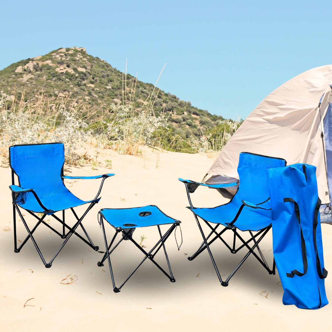 Camping Set - 2 Sessel, 1 Tisch