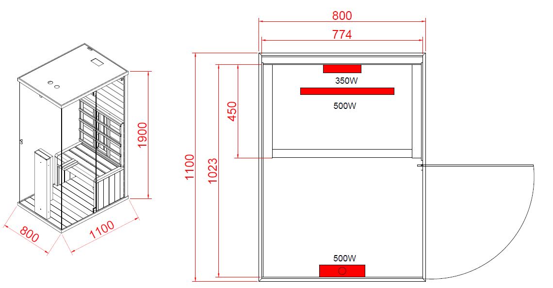 Cabina de infrarrojos GRENA para 1 persona
