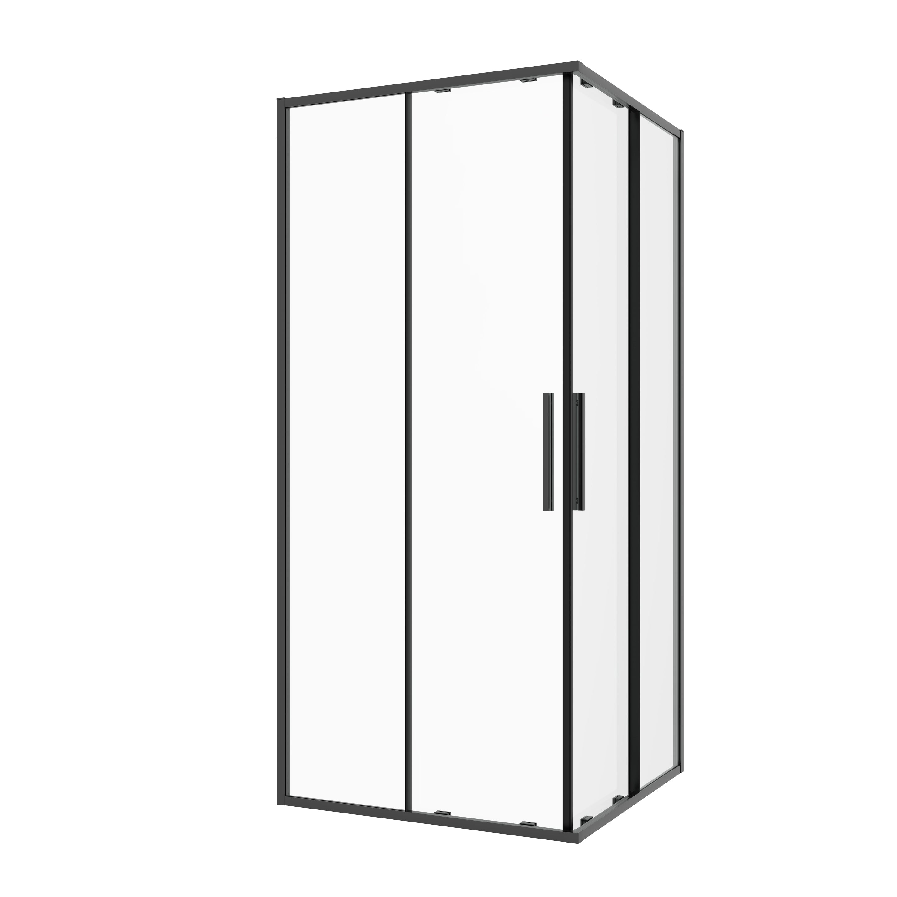 Corner shower sliding door SLIMLINE black Easy-Clean in 5 different sizes