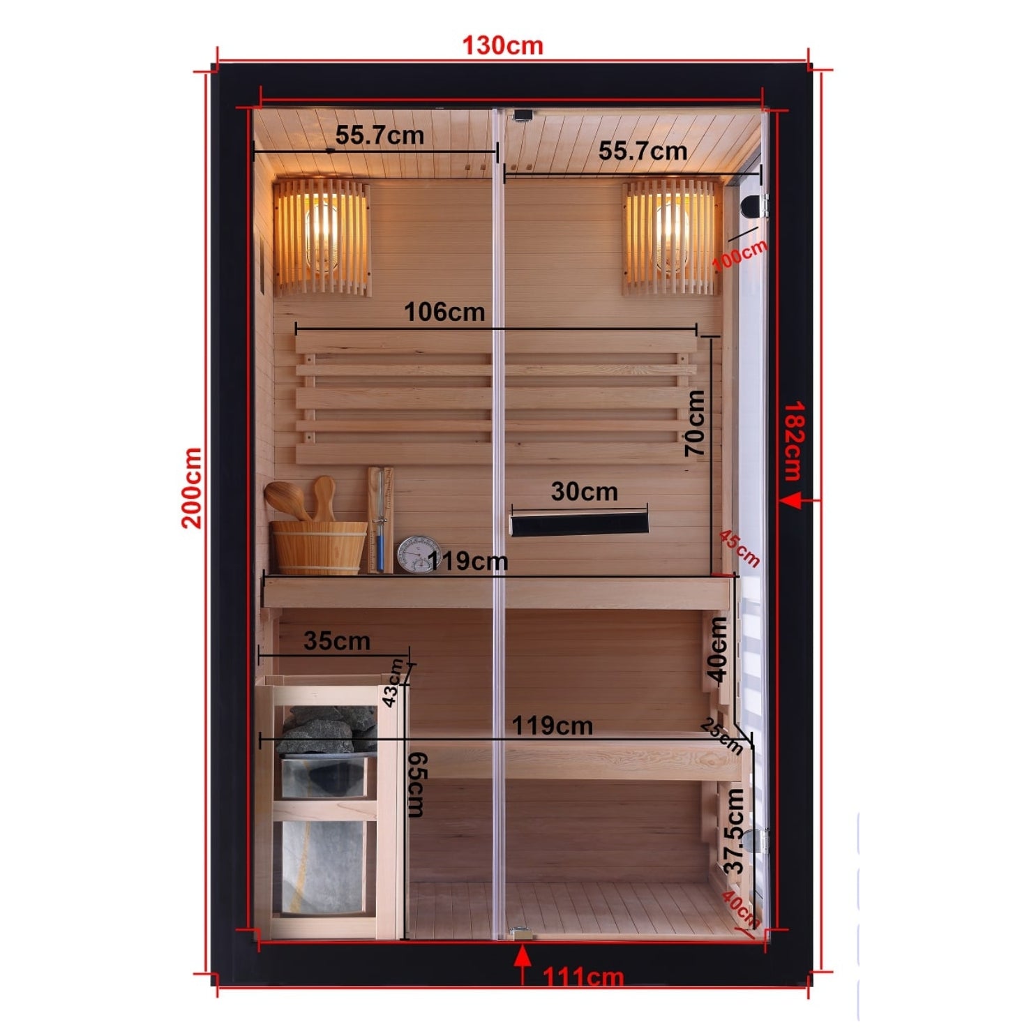 Sauna finlandesa PANORAMA NEGRO | para 2 personas
