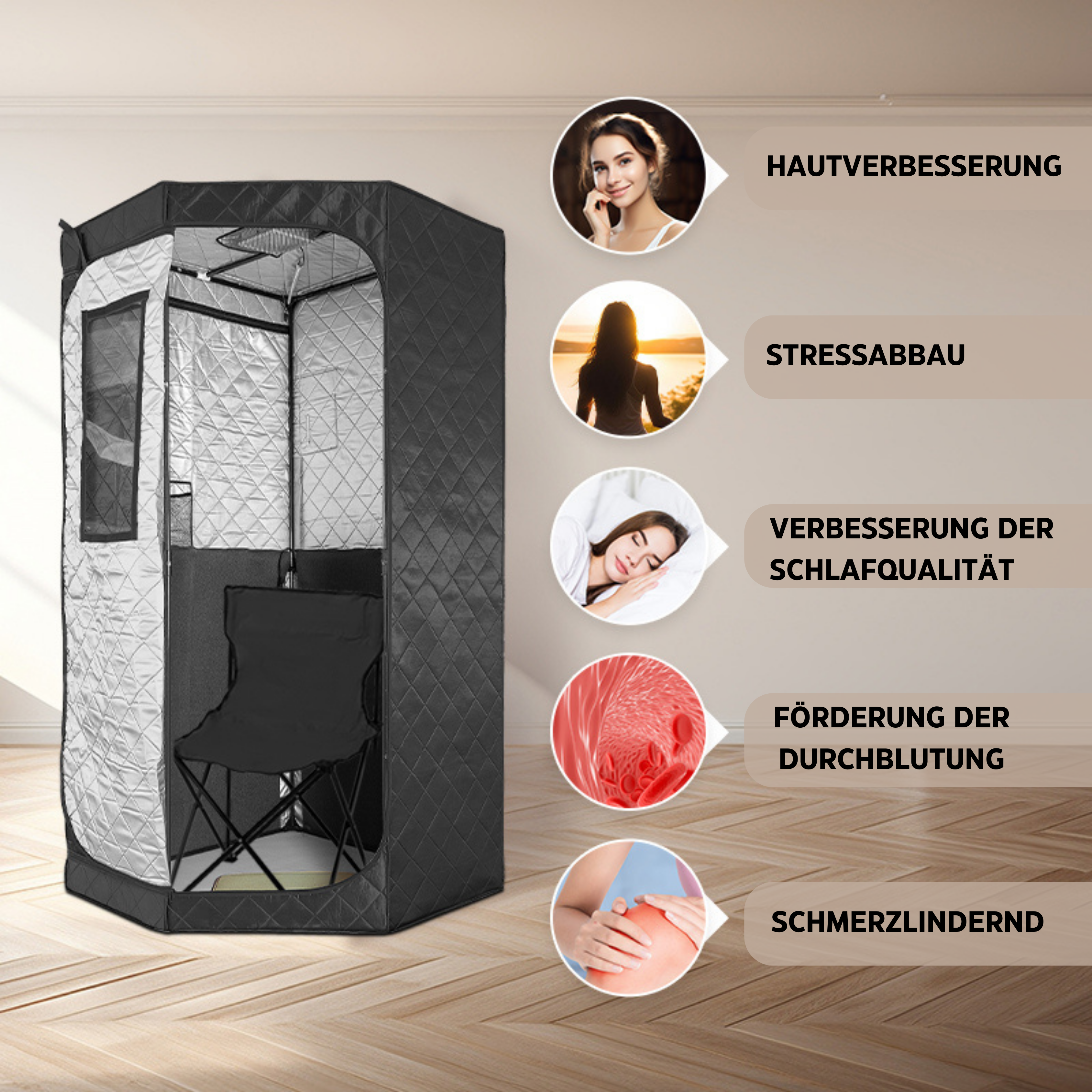 Cabina de infrarrojos portátil 90x90x190 cm