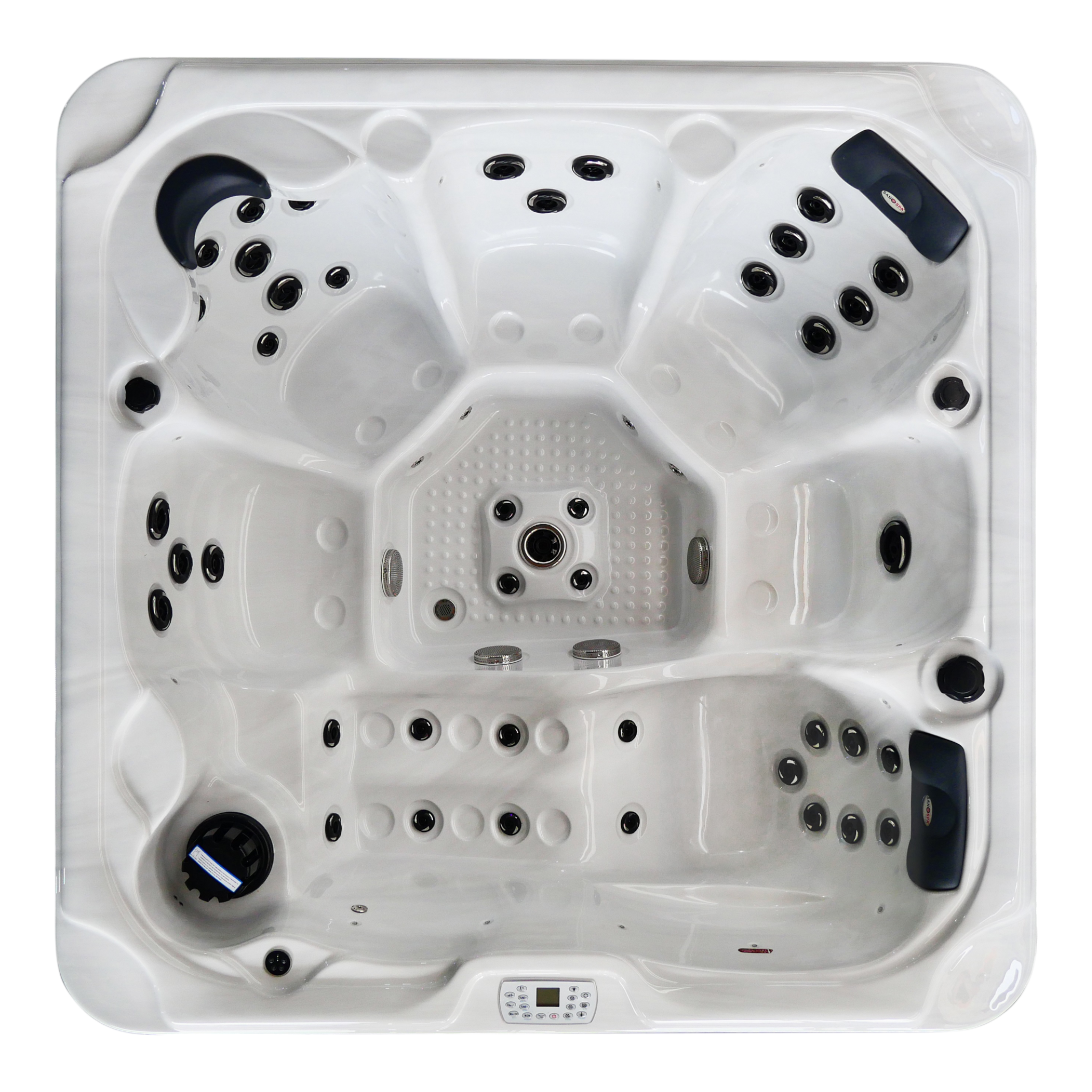 Outdoor whirlpool OASIS Maxi WHITE MARBLE including steps and cover 210x210x95 cm frost-proof