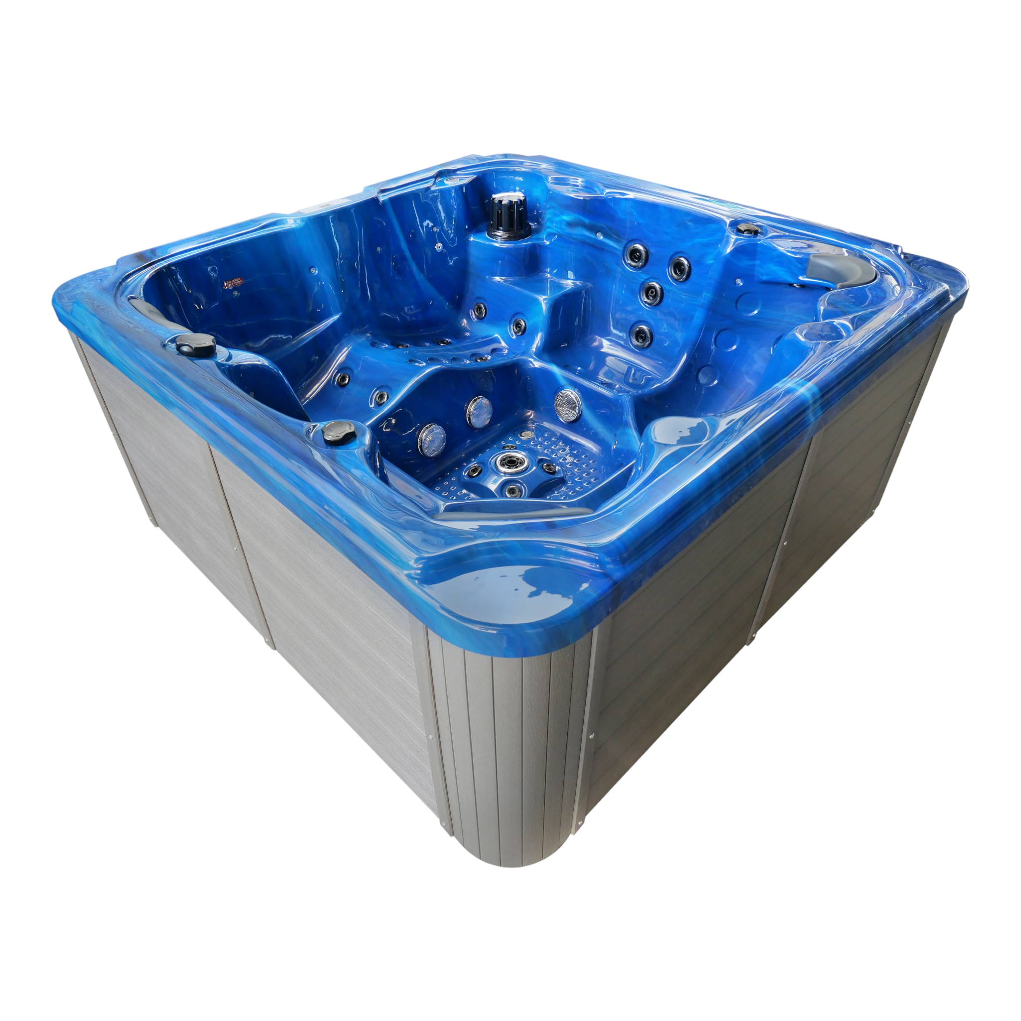 Outdoorwhirlpool OASIS Maxi BLUE MARBLE inkl. Stiege und Abdeckung 210x210x95 cm frostsicher
