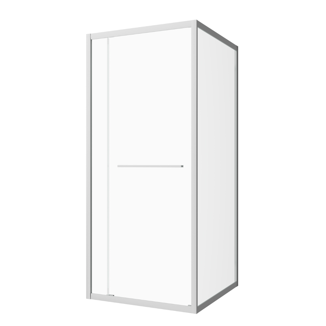 Corner shower cabin with two sliding doors, chrome in 2 different sizes