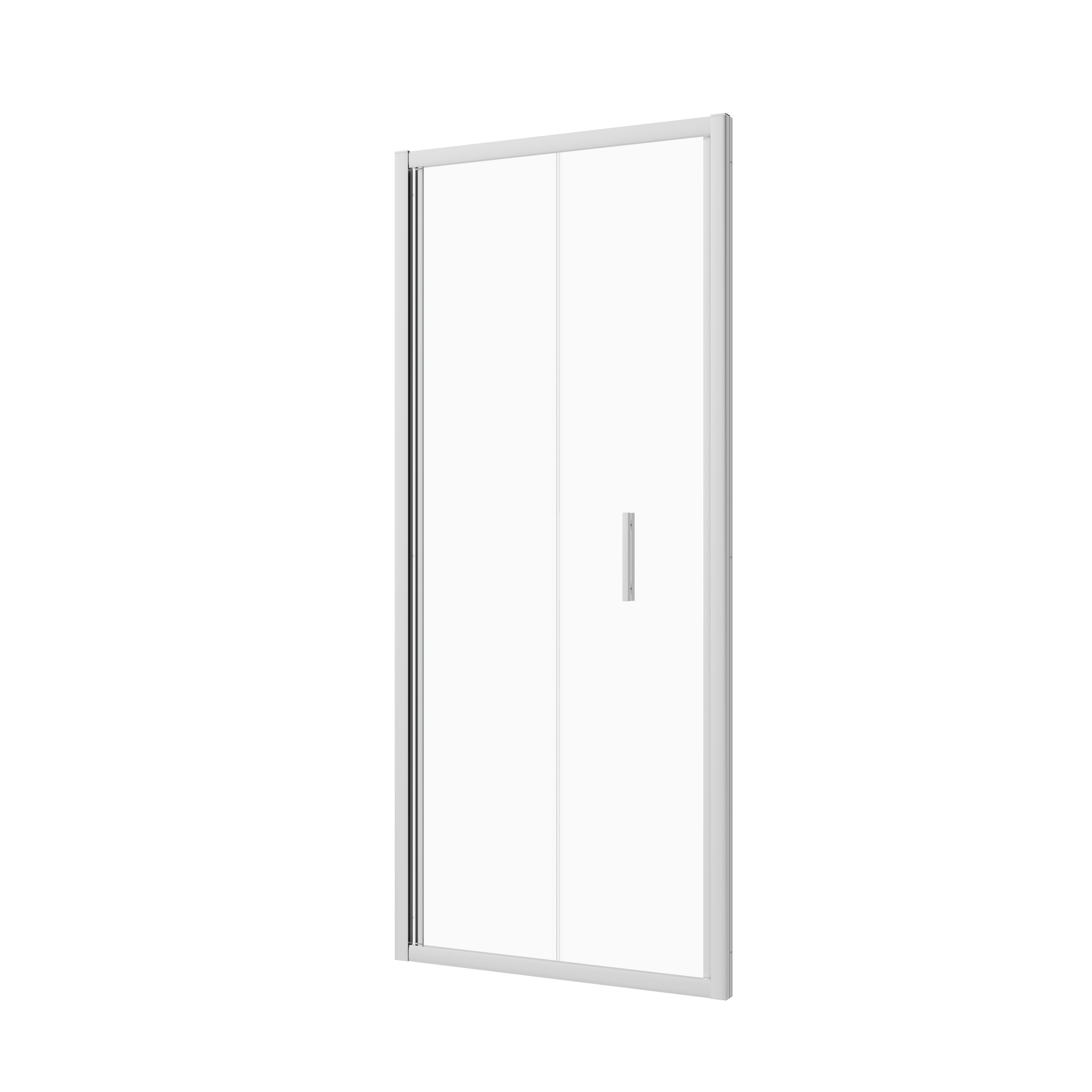 Corner shower cabin with two sliding doors, chrome in 2 different sizes