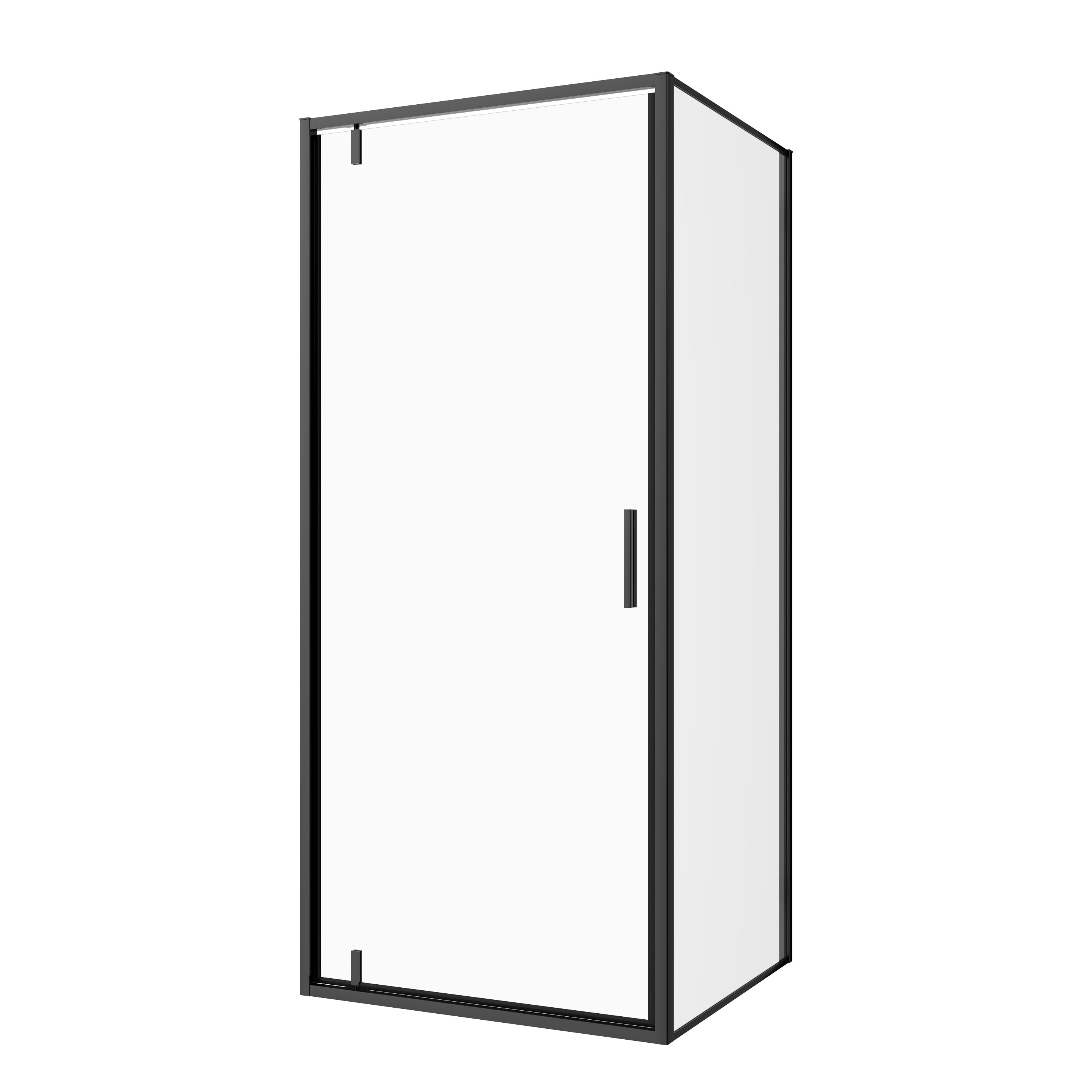 Corner shower cabin with two sliding doors, chrome in 2 different sizes