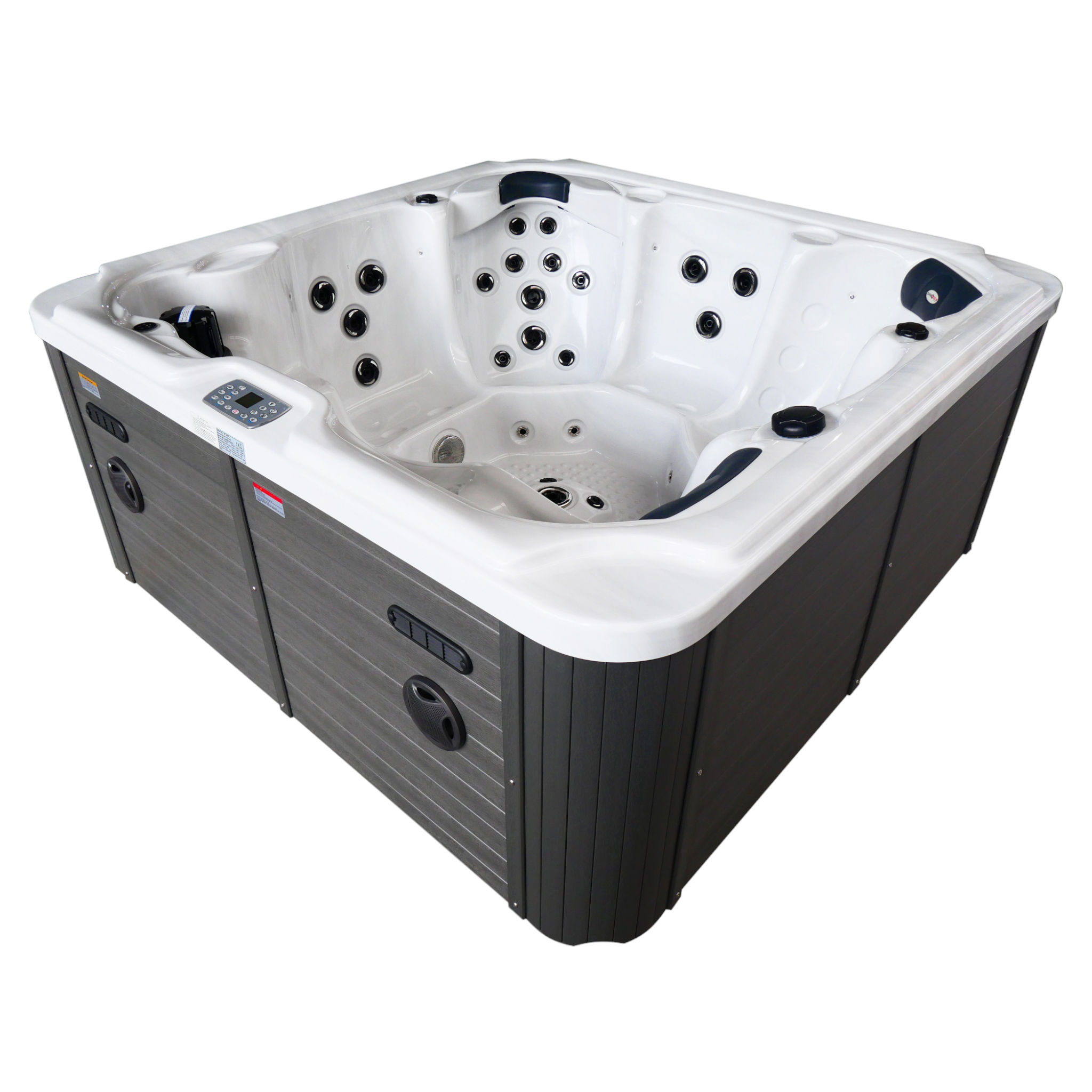 Outdoor whirlpool OASIS Maxi WHITE MARBLE including steps and cover 210x210x95 cm frost-proof