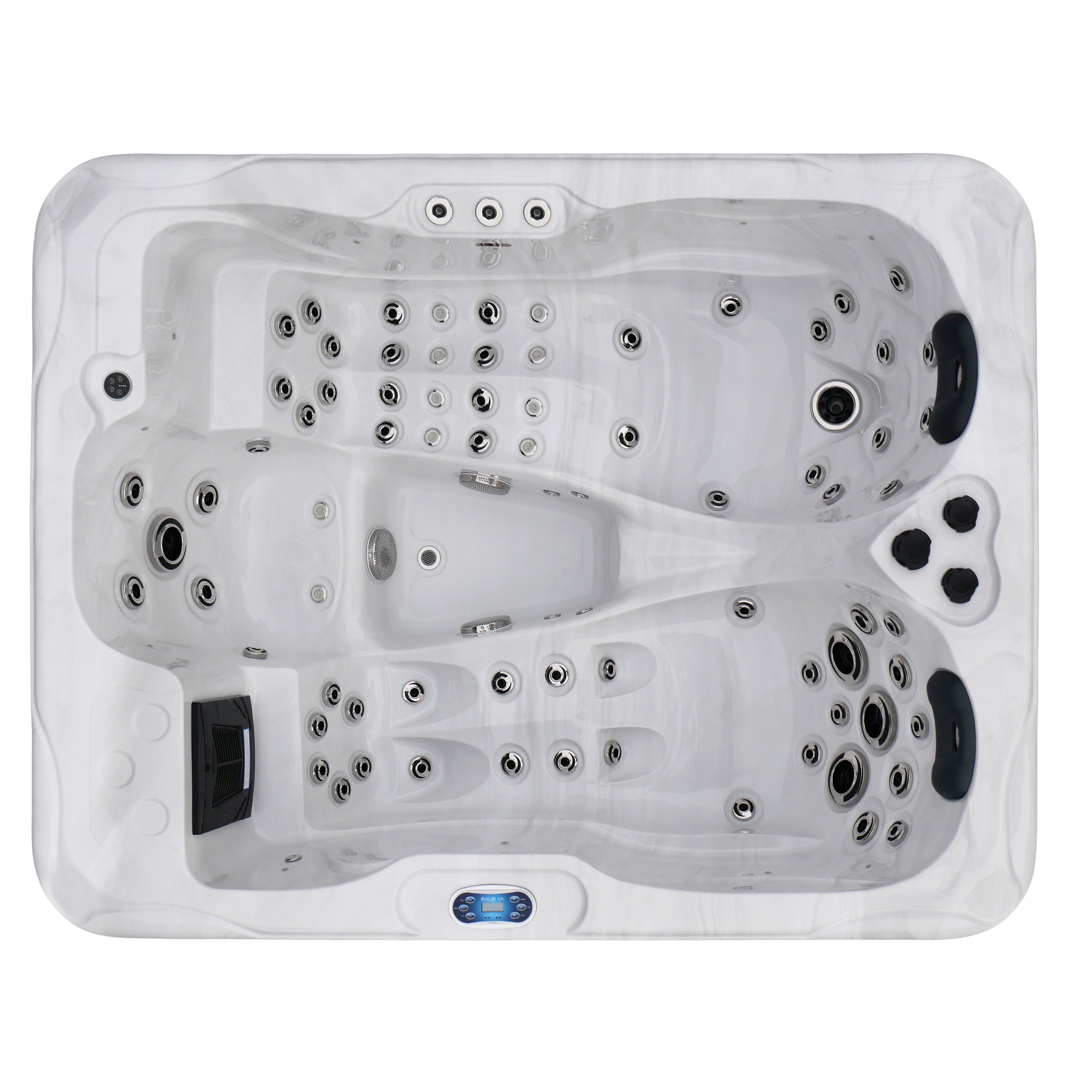 Outdoor Whirlpool MAURITIUS WHITE MARBLE including steps and cover 210x160x90 cm frost-proof
