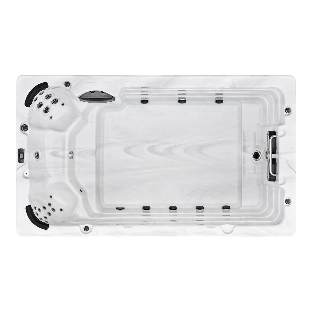Swimspa IBIZA WHITE MARBLE inkl. Abdeckung und Stiege 400 x 228 x 131 cm frostsicher