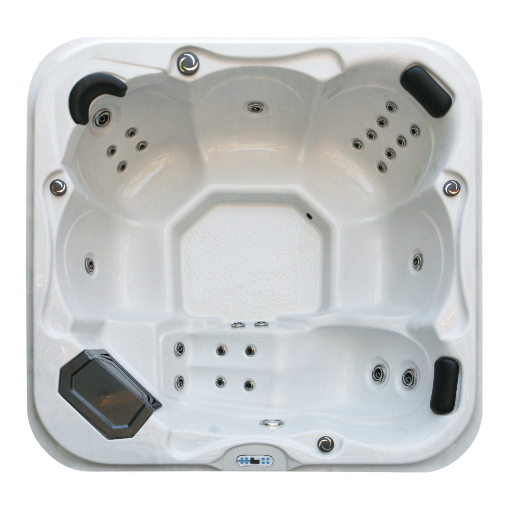 Outdoorwhirlpool TIROL WHITE MARBLE inkl. Abdeckung und Stiege - 210 x 210 x 80 cm frostsicher