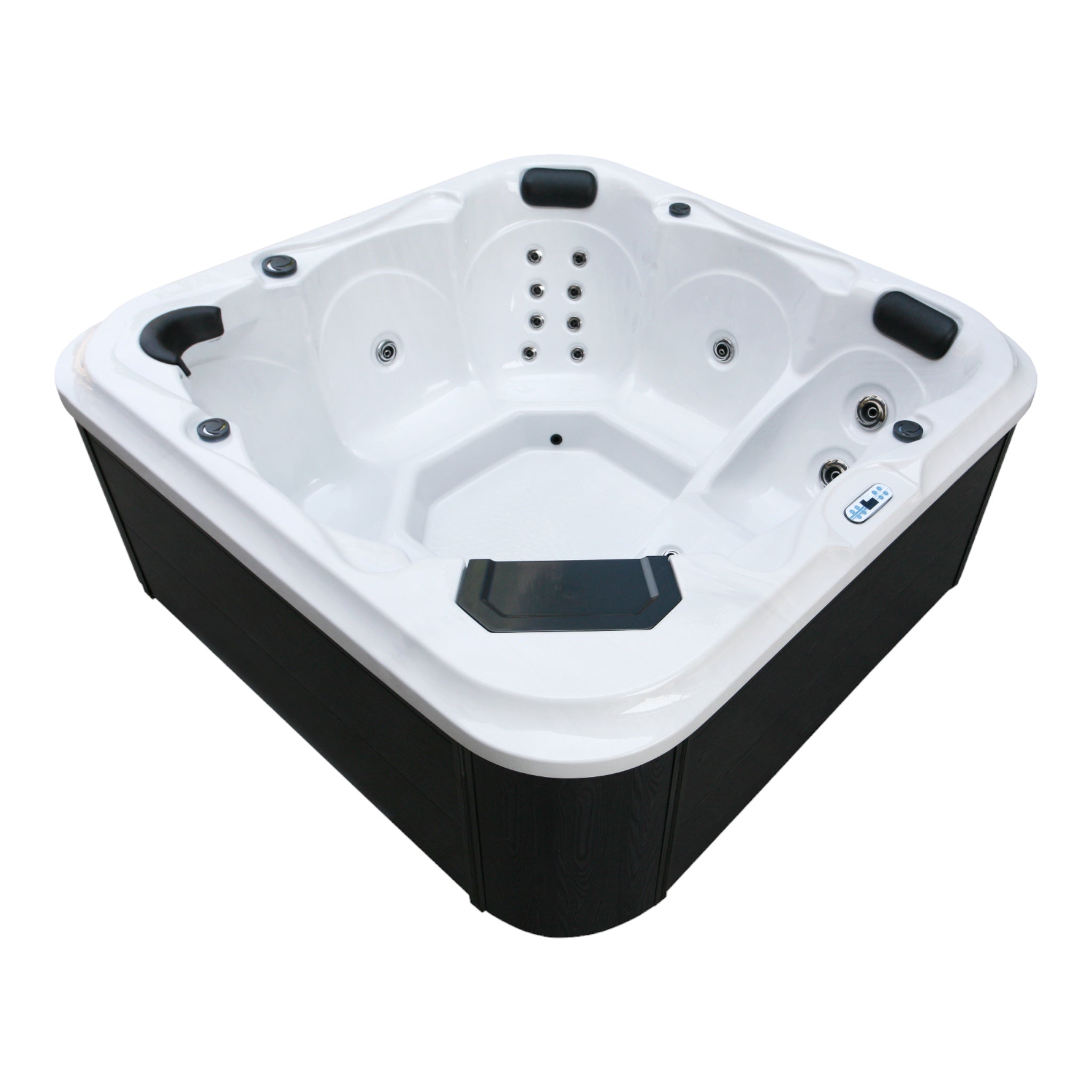 Outdoorwhirlpool TIROL WHITE MARBLE inkl. Abdeckung und Stiege - 210 x 210 x 80 cm frostsicher