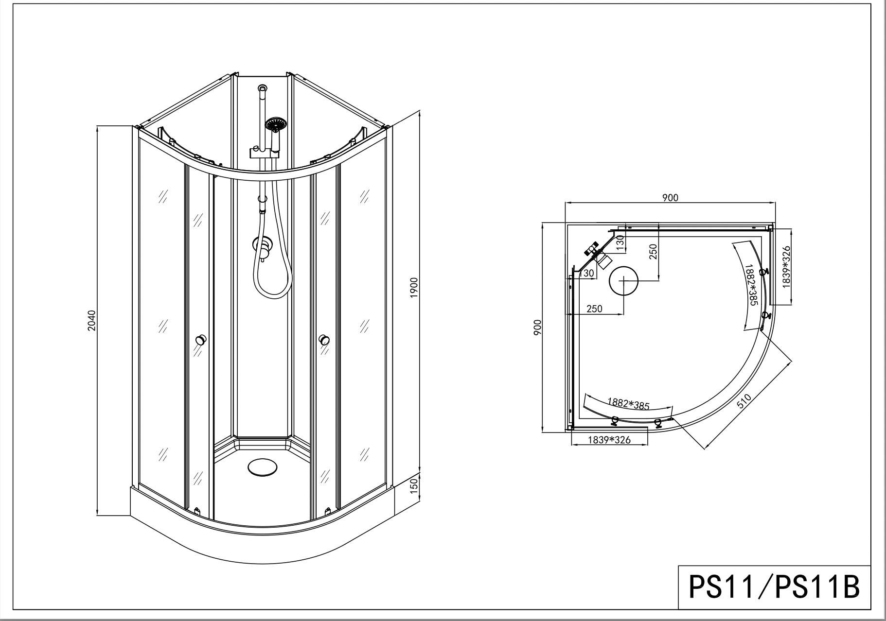 Cabina de ducha completa BALATON 90x90x203 cm