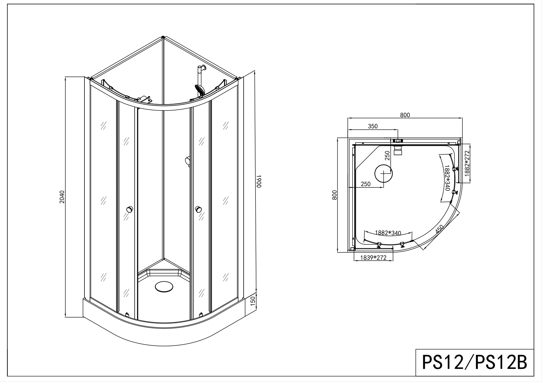 Cabina de ducha completa BELA 80x80/90x90x203 cm