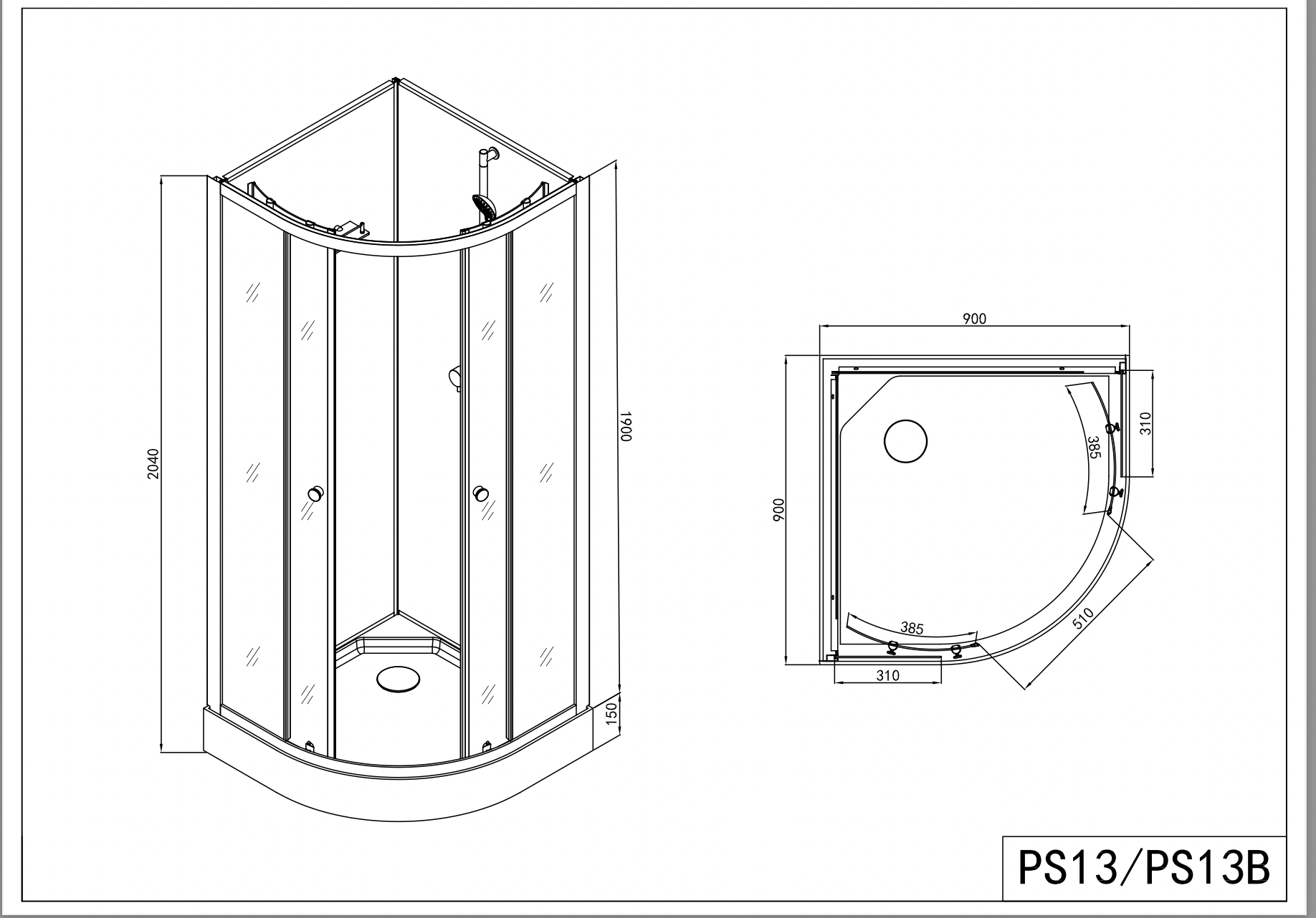 Cabina de ducha completa BELA 80x80/90x90x203 cm