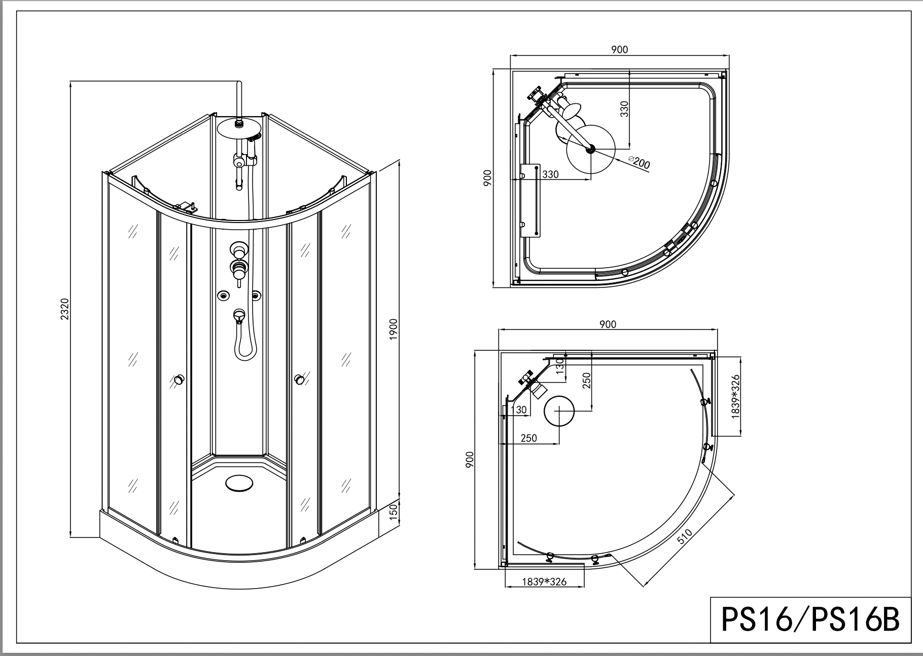 Cabina de ducha completa RELOAD 90x90x225 cm