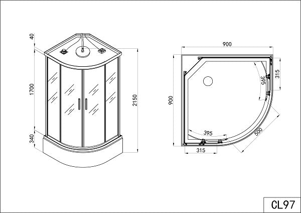 Cabina de ducha completa VITA de montaje rápido 90x90x215 cm