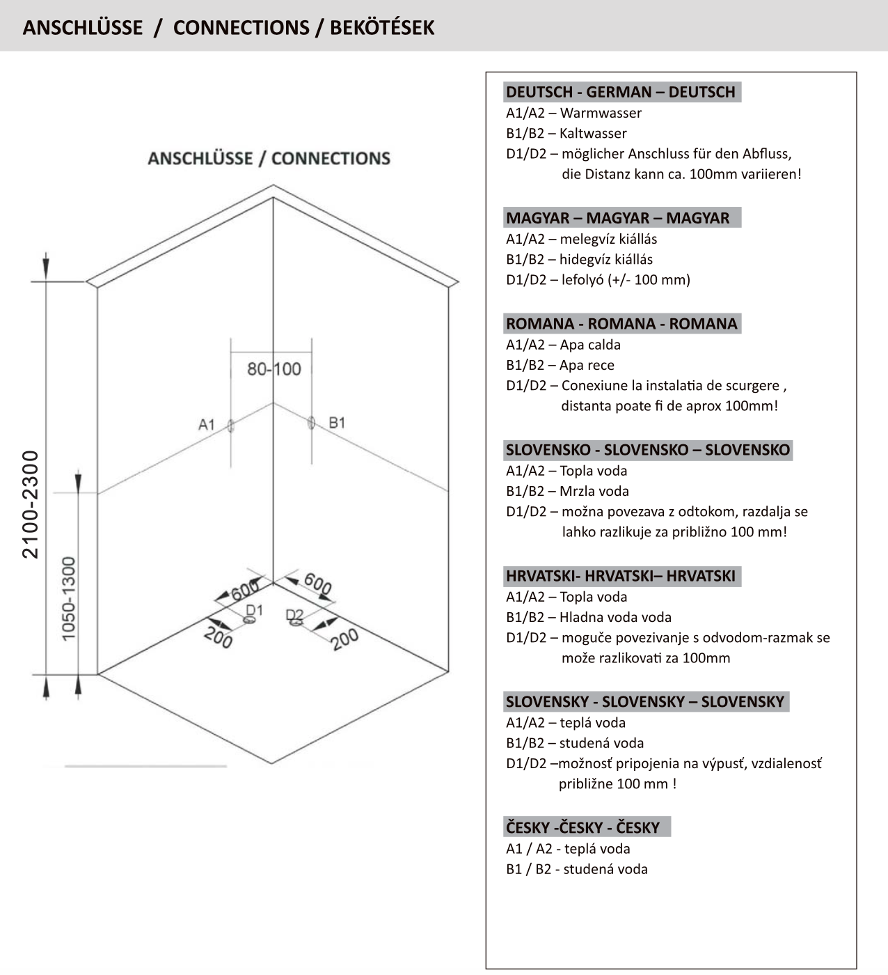 Cabina de ducha completa STYLE 90x90x225 cm