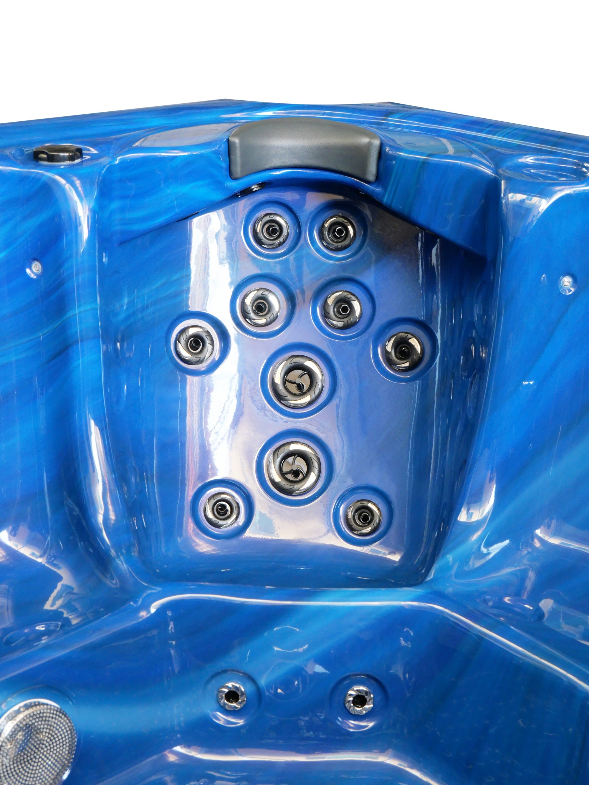 Bañera de hidromasaje exterior OASIS Maxi BLUE MARBLE con peldaños y cubierta 210x210x95 cm resistente a las heladas