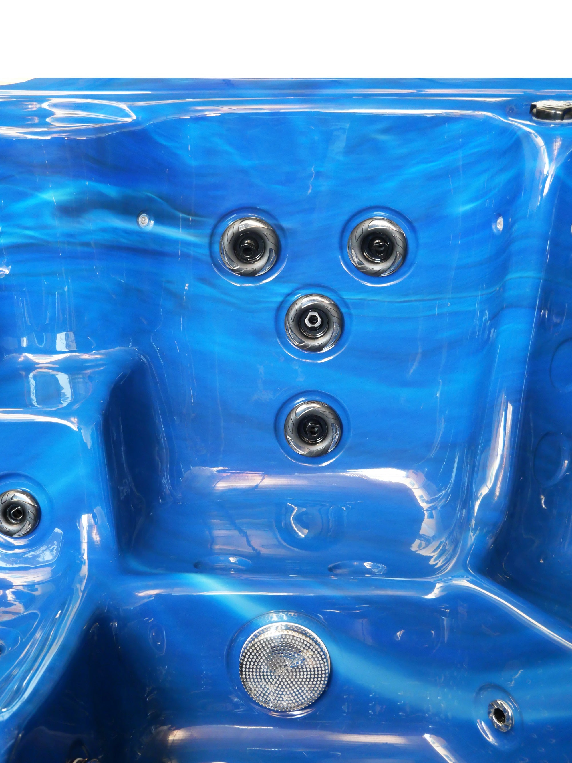 Bañera de hidromasaje exterior OASIS Maxi BLUE MARBLE con peldaños y cubierta 210x210x95 cm resistente a las heladas