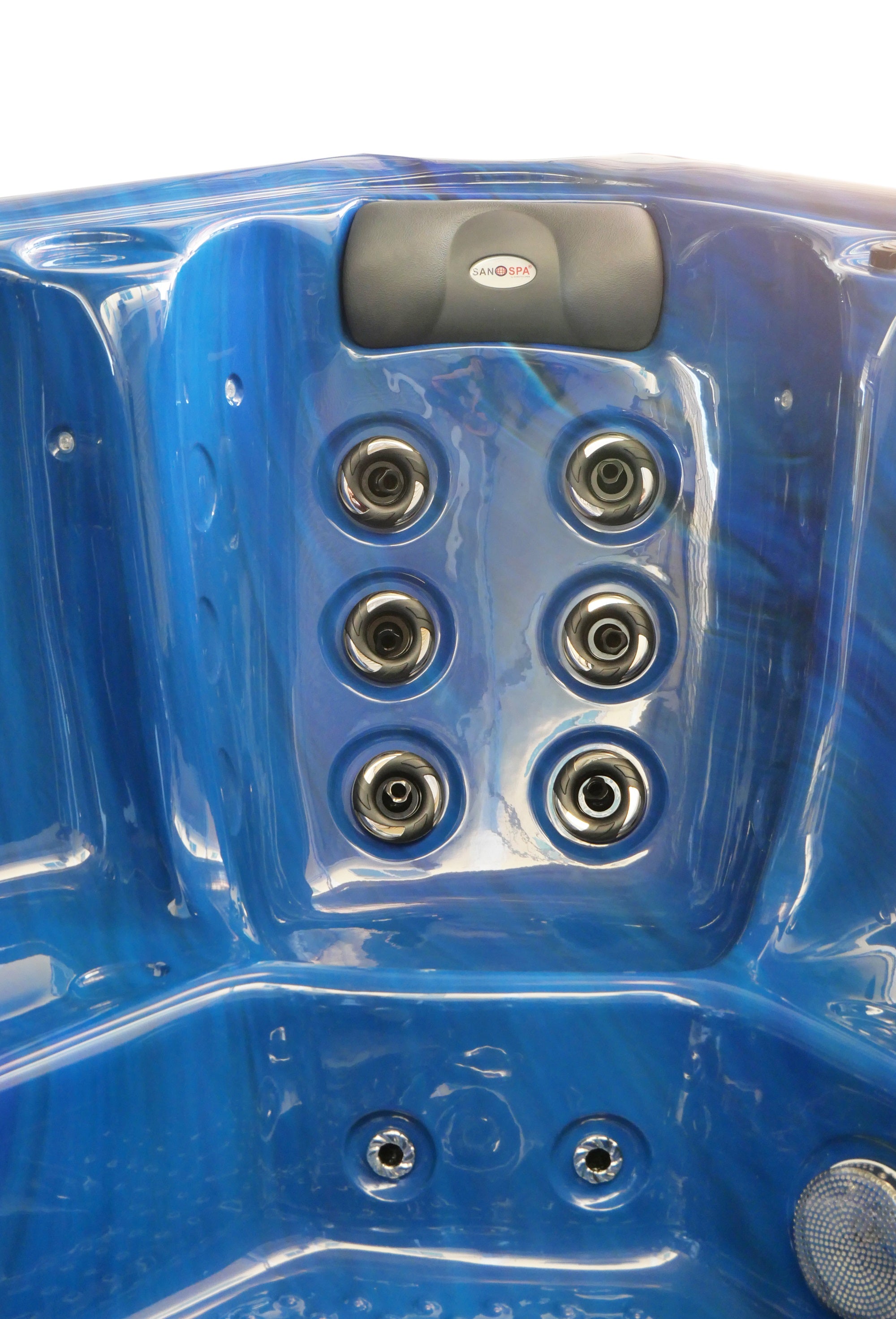 Bañera de hidromasaje exterior OASIS Maxi BLUE MARBLE con peldaños y cubierta 210x210x95 cm resistente a las heladas