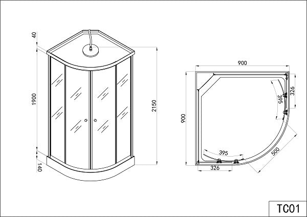 Complete shower cabin RELAX 90 x 90 x 215 cm