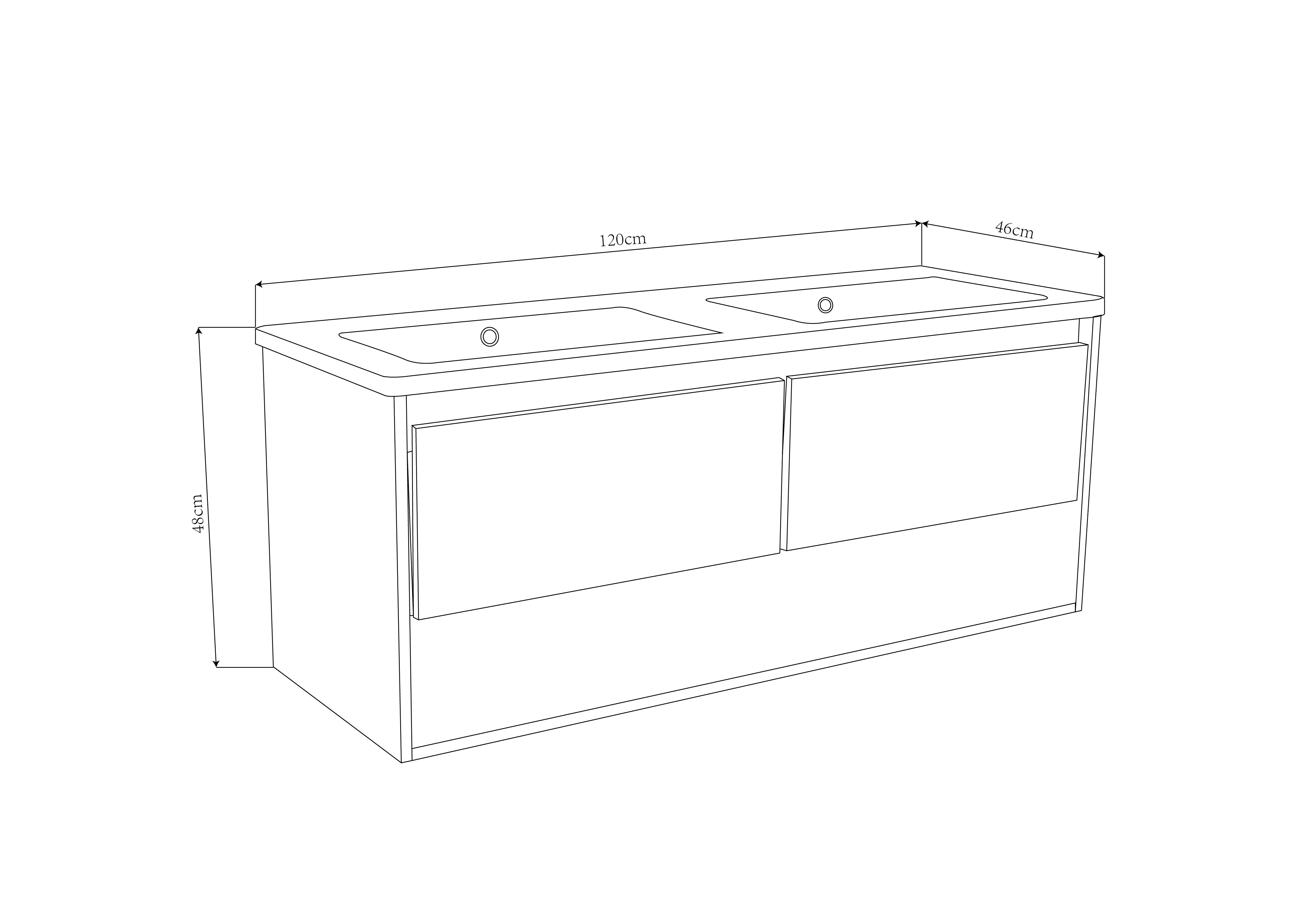 Waschbeckenunterschrank SOHO 120 120x48x46 cm