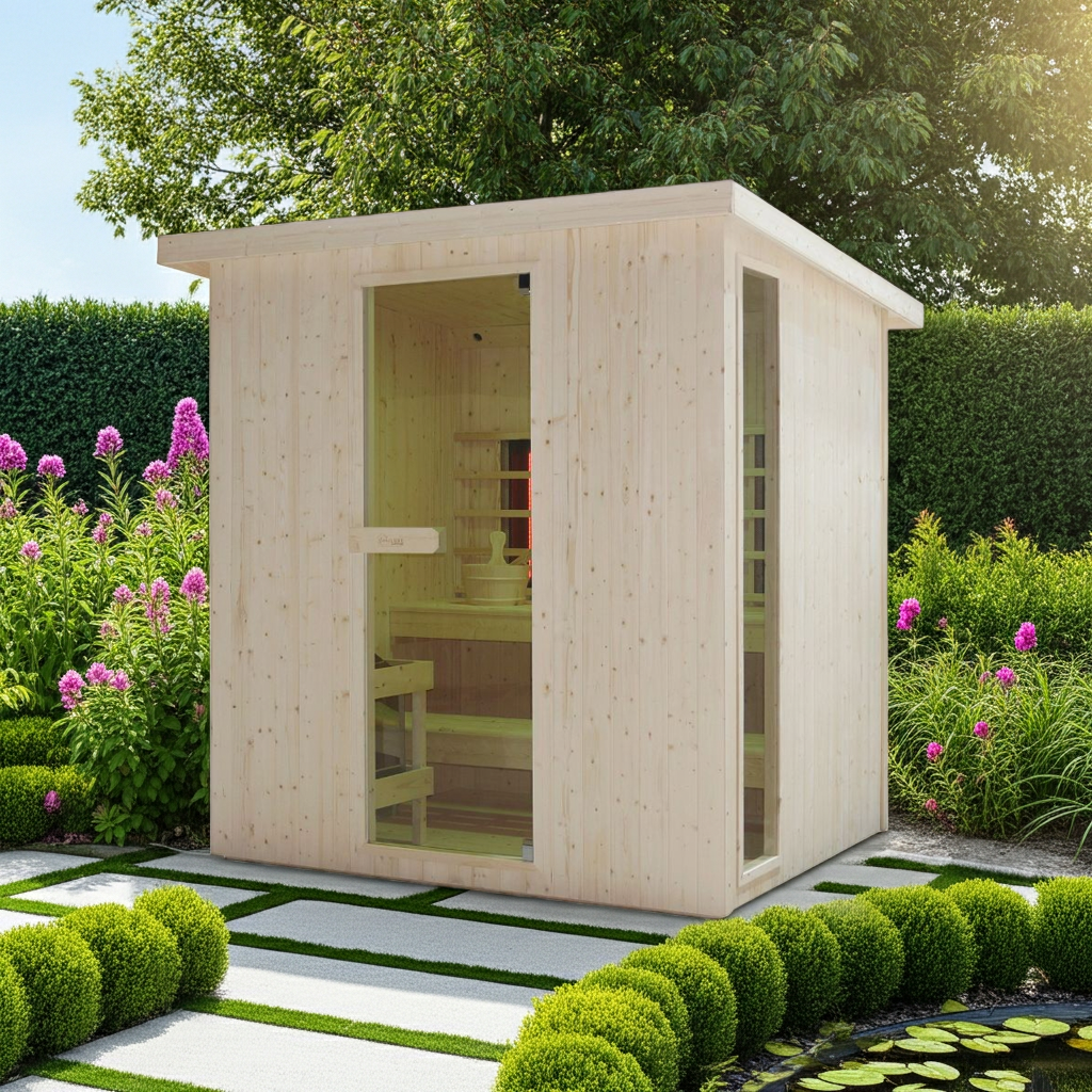 Sauna combinada al aire libre y cabina de infrarrojos LAHTI para 4 - 6 personas