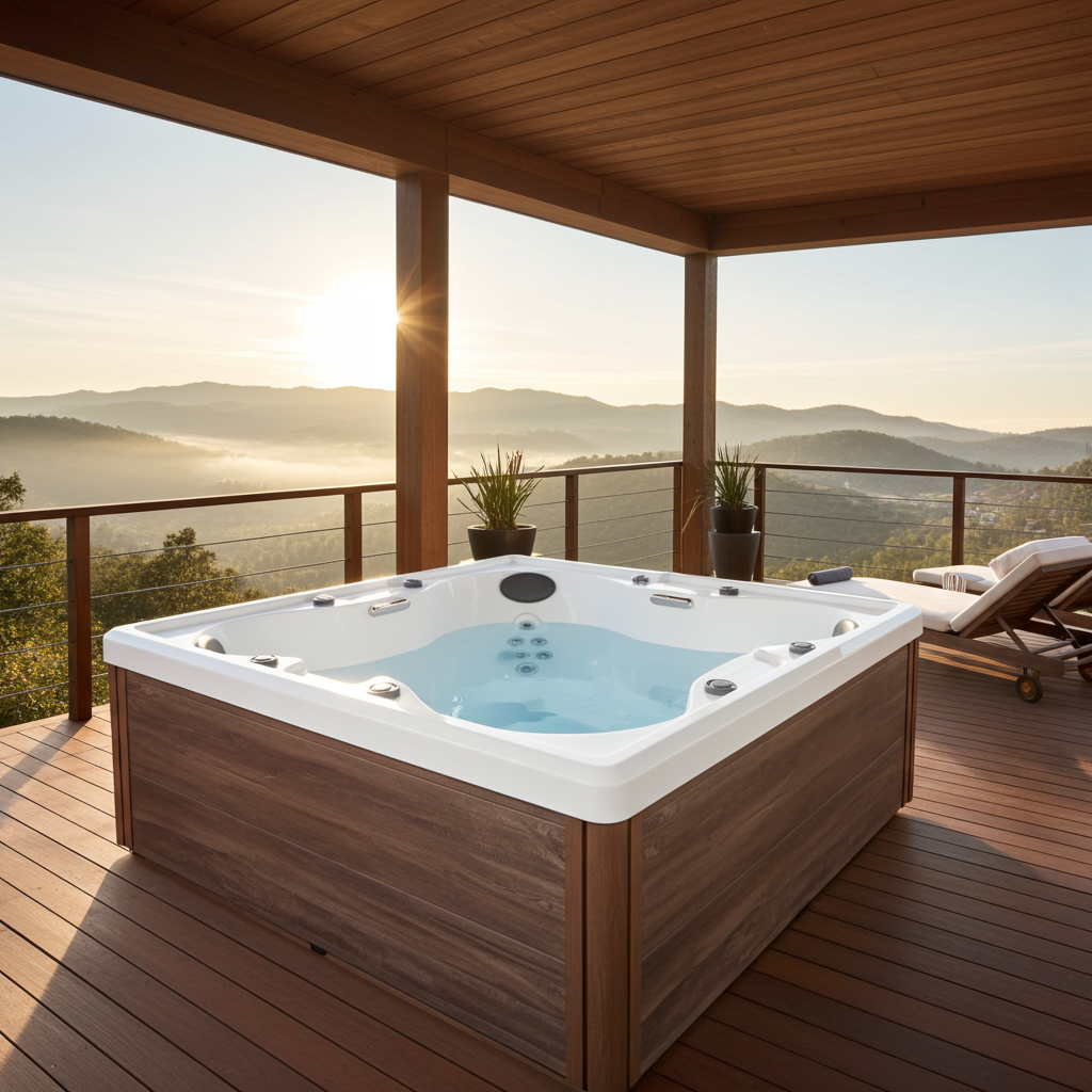 Outdoorwhirlpool Palermo WHITE MARBLE inkl. Abdeckung 180x160x76 cm frostsicher