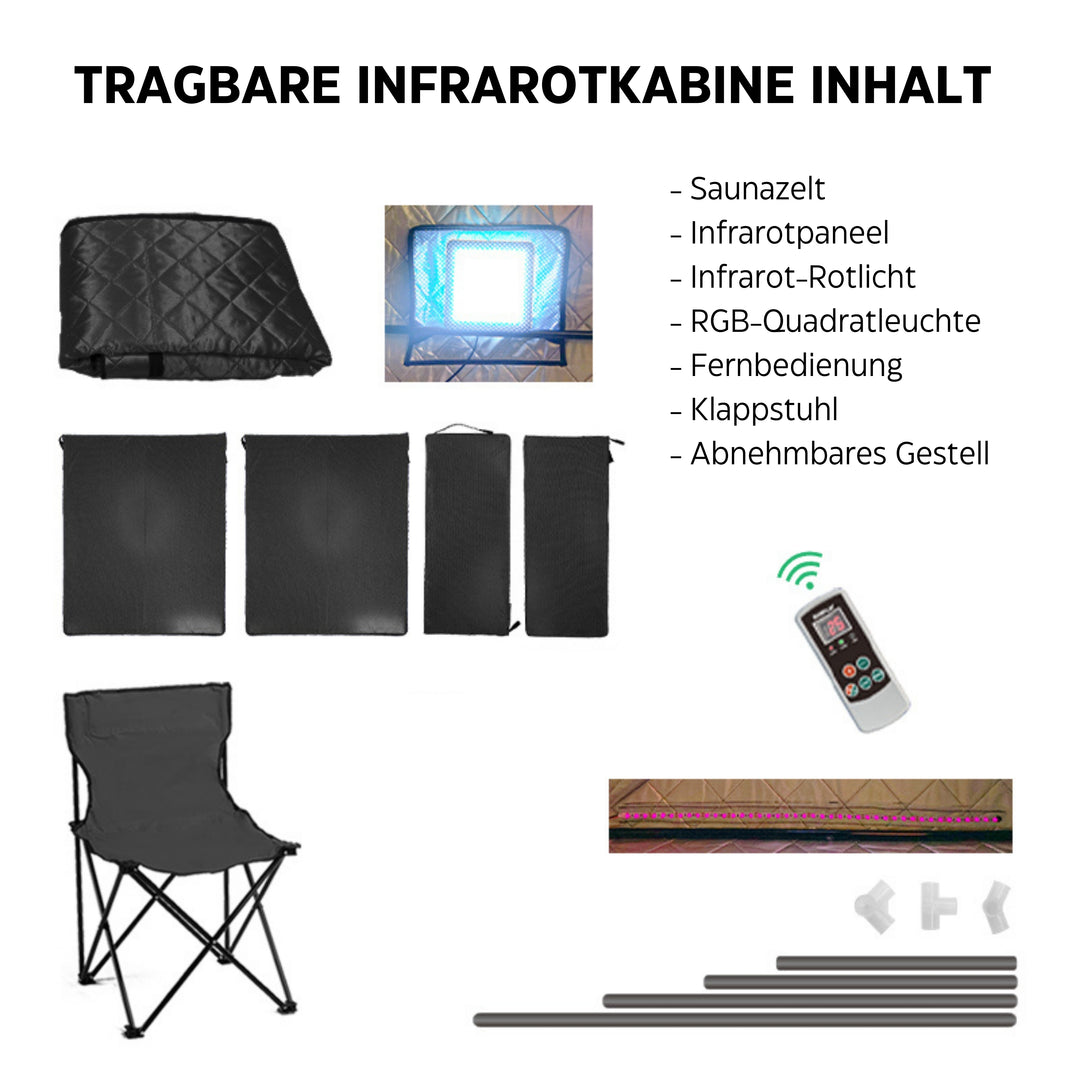 Tragbare Infrarotkabine 90x90x190 cm