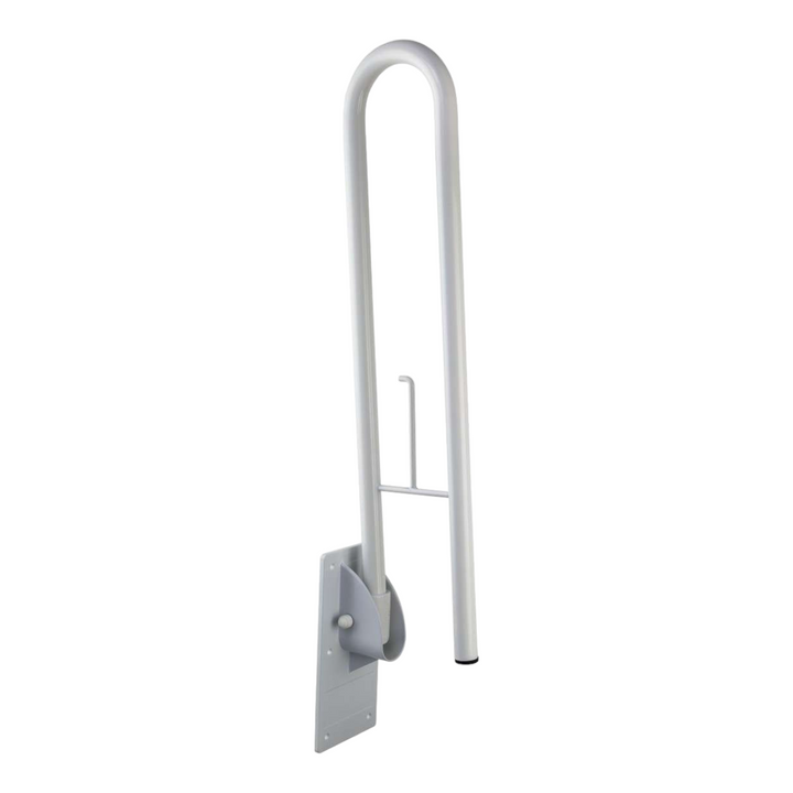Foldable toilet stand-up bar including toilet roll holder
