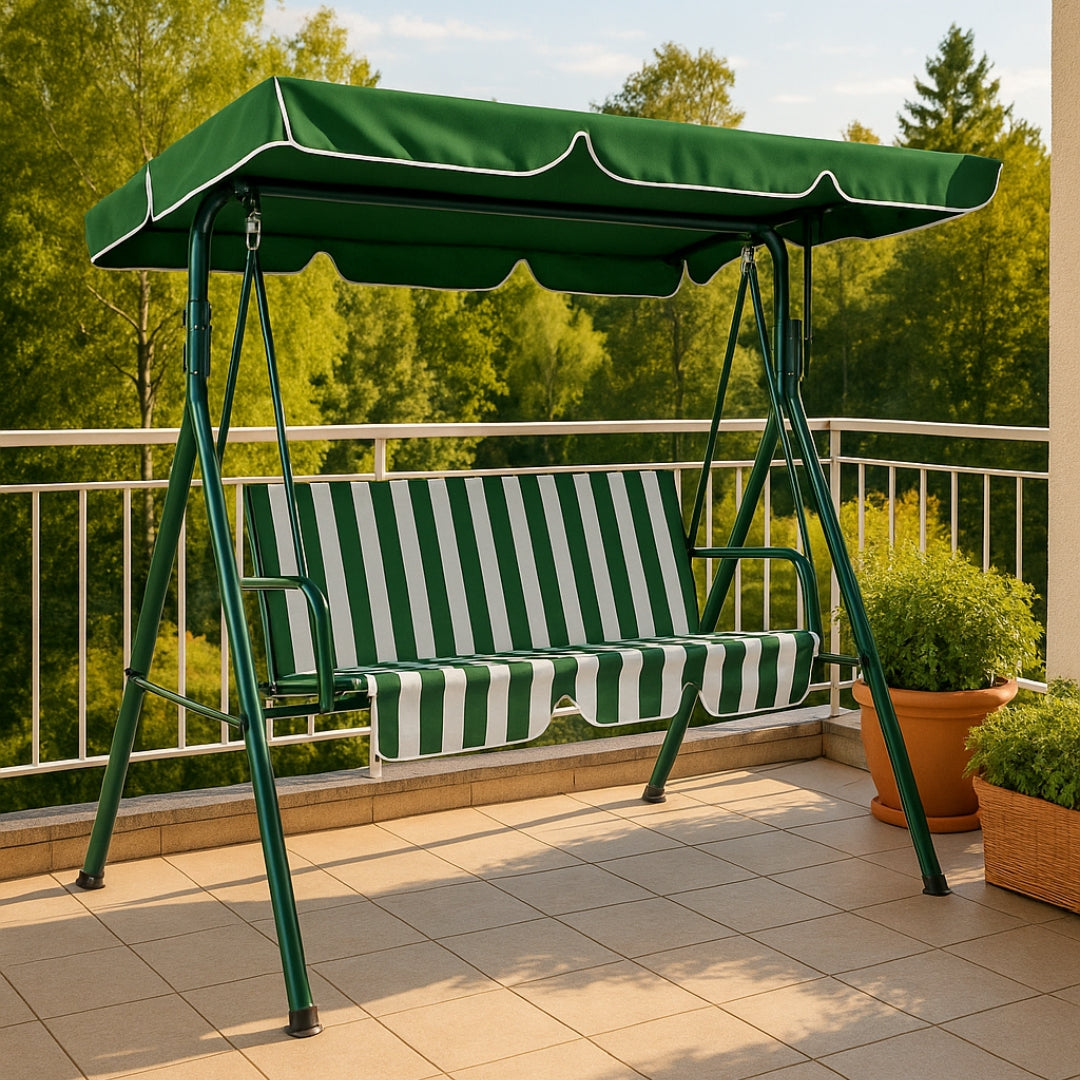Hollywoodschaukel grün weiß gestreift 172x112x152 cm