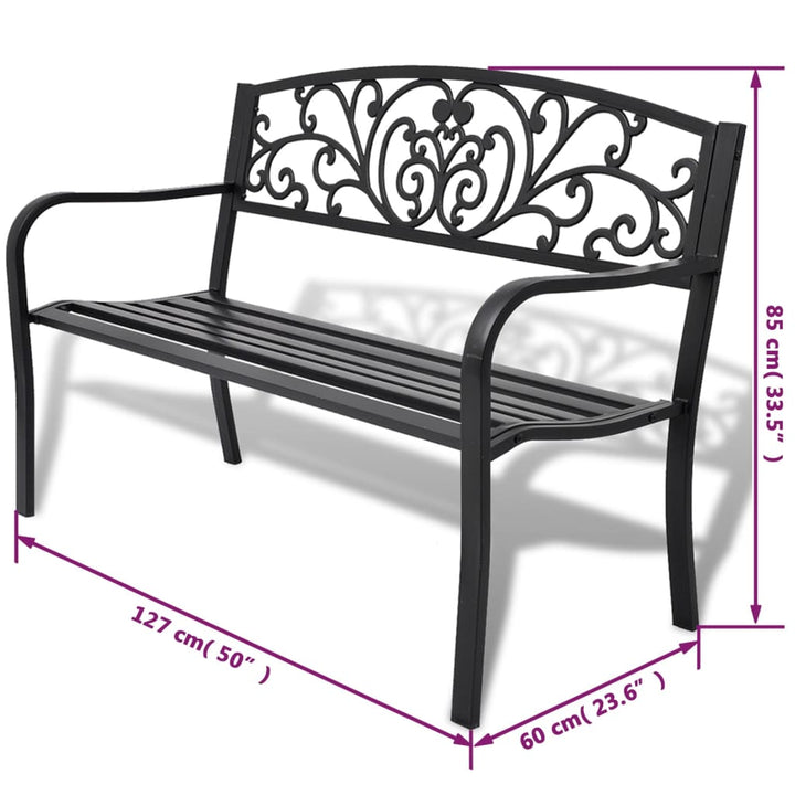 Gartenbank 127 cm Gusseisen Schwarz