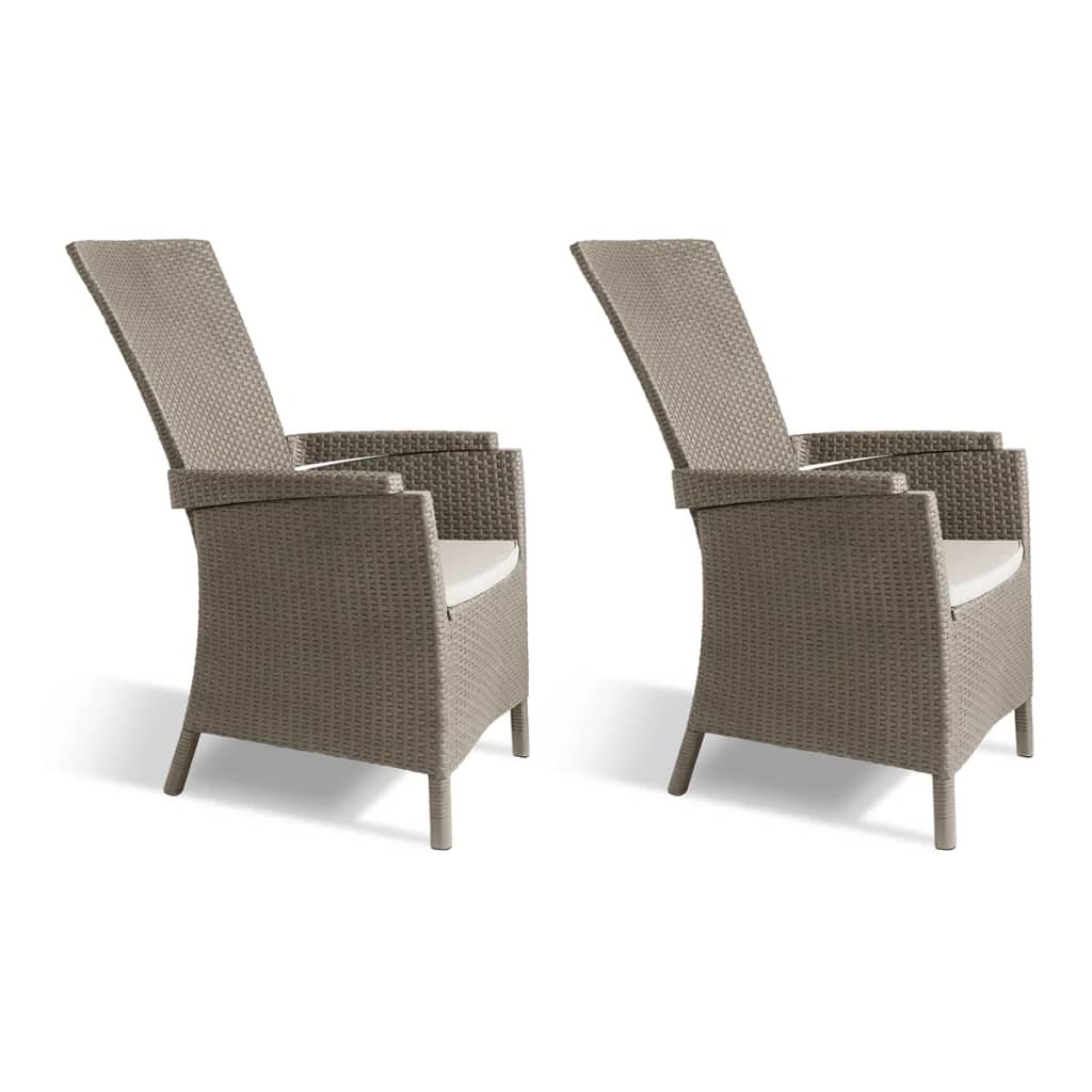 Keter Silla de Jardín Vermont 2 uds Ajustable Capuchino Marrón