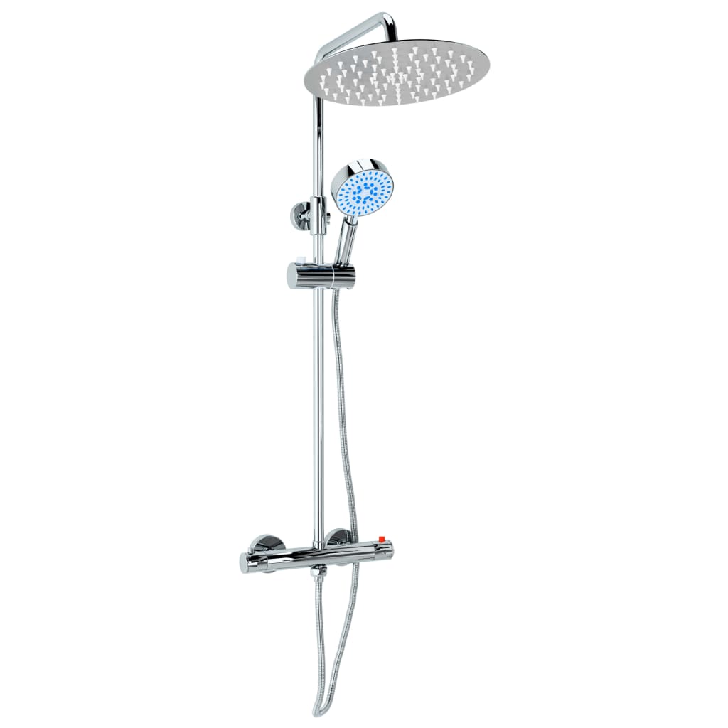 Doppelkopf-Duschset mit Thermostat Edelstahl