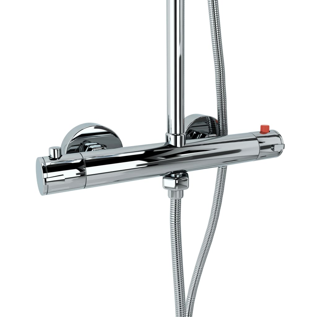 Doppelkopf-Duschset mit Thermostat Edelstahl