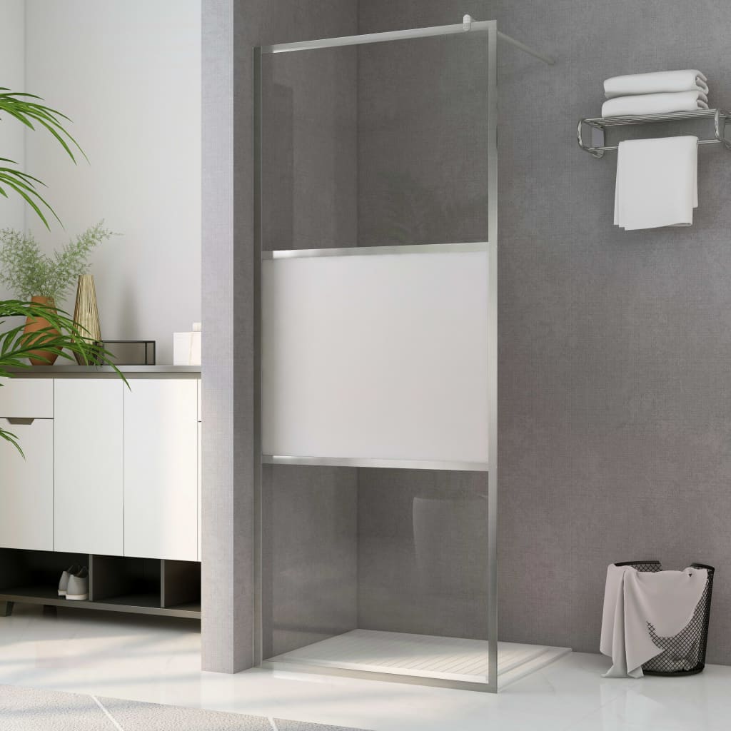 Begehbare Duschwand mit Halbmattiertem ESG-Glas 140x195cm