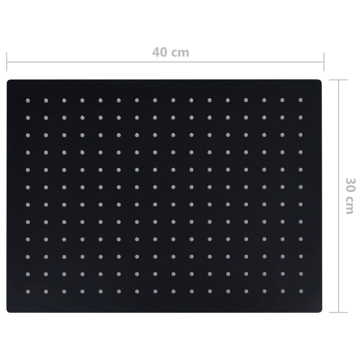 Regenbrause Edelstahl 40x30 cm Rechteckig Schwarz