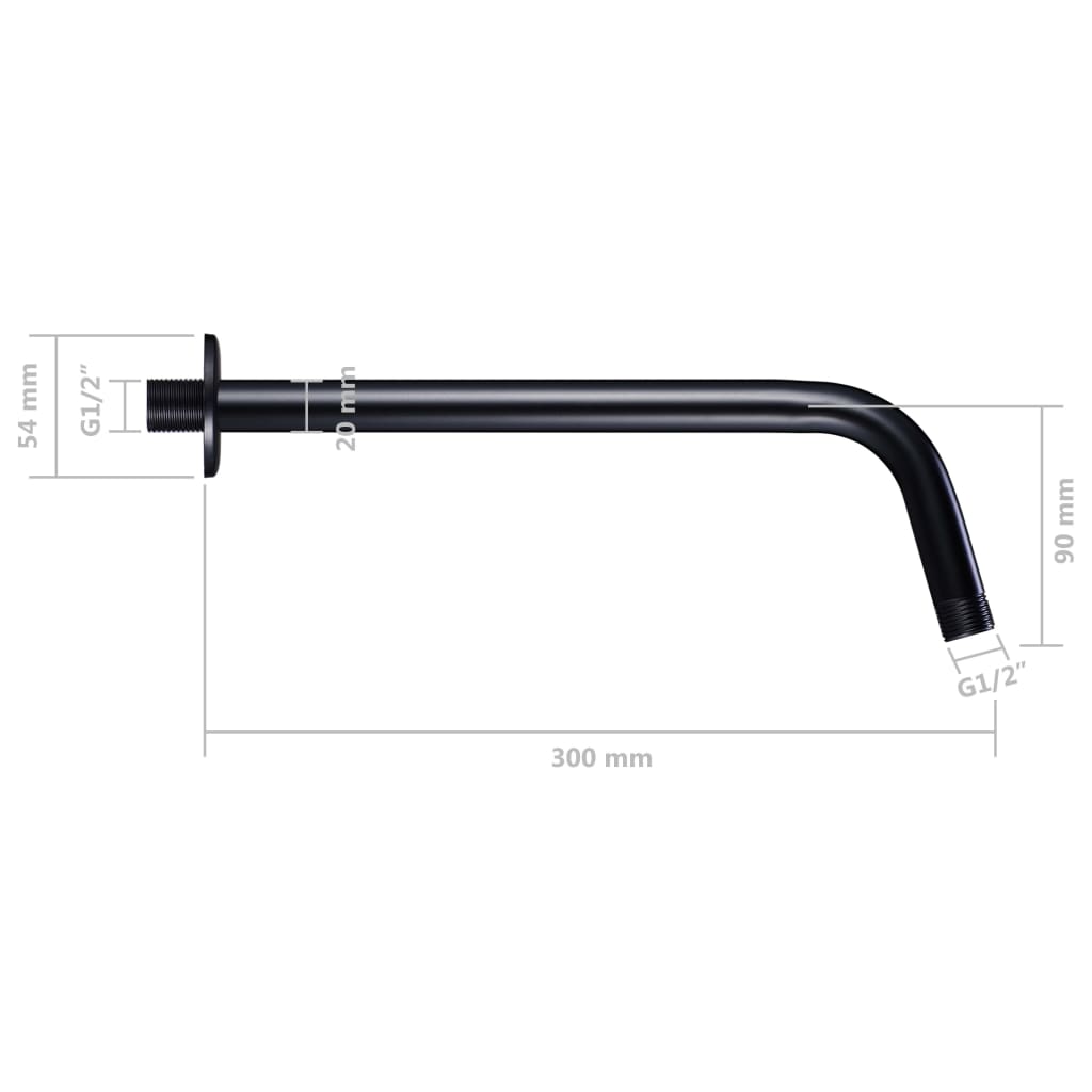 Duscharm Rund Edelstahl 201 Schwarz 30 cm