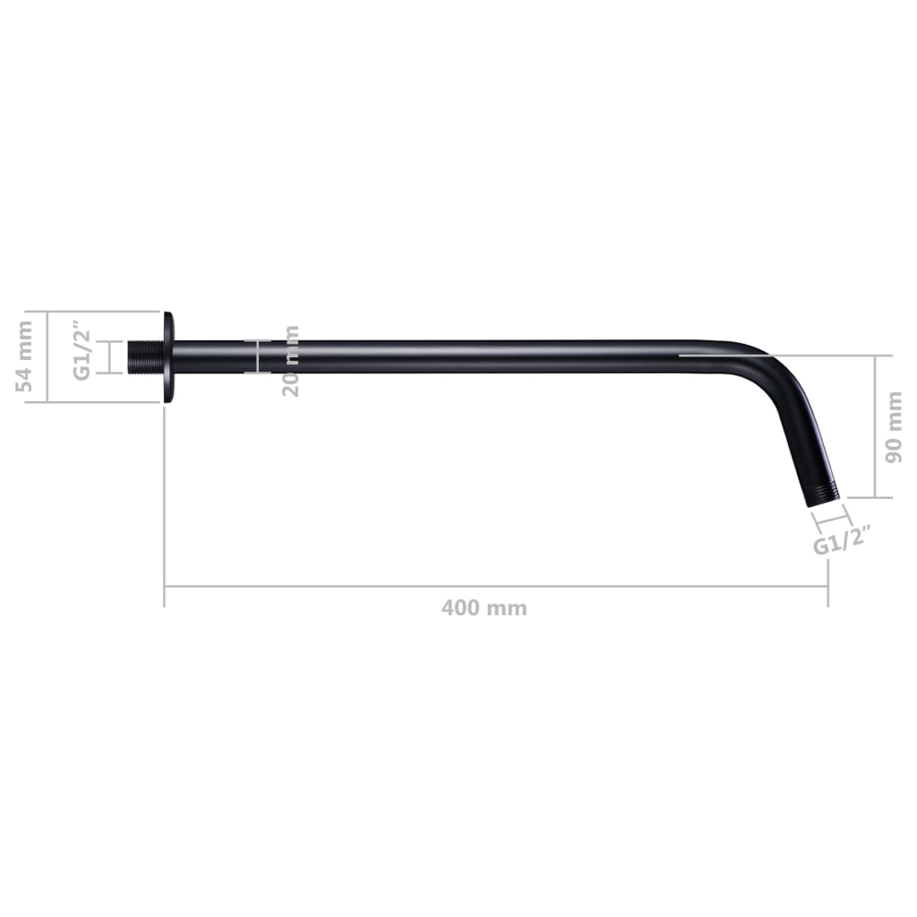 Duscharm Rund Edelstahl 201 Schwarz 40 cm