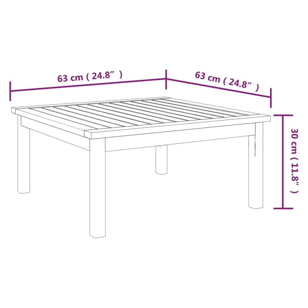 Garten-Beistelltisch 63x63x30 cm Akazie Massivholz