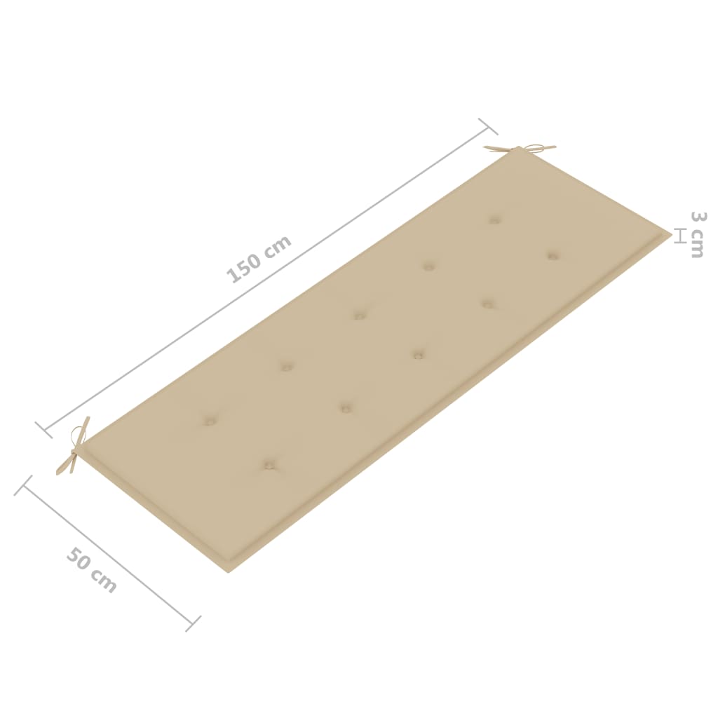 3-Sitzer-Gartenbank mit Auflage 150 cm Grau Eukalyptusholz